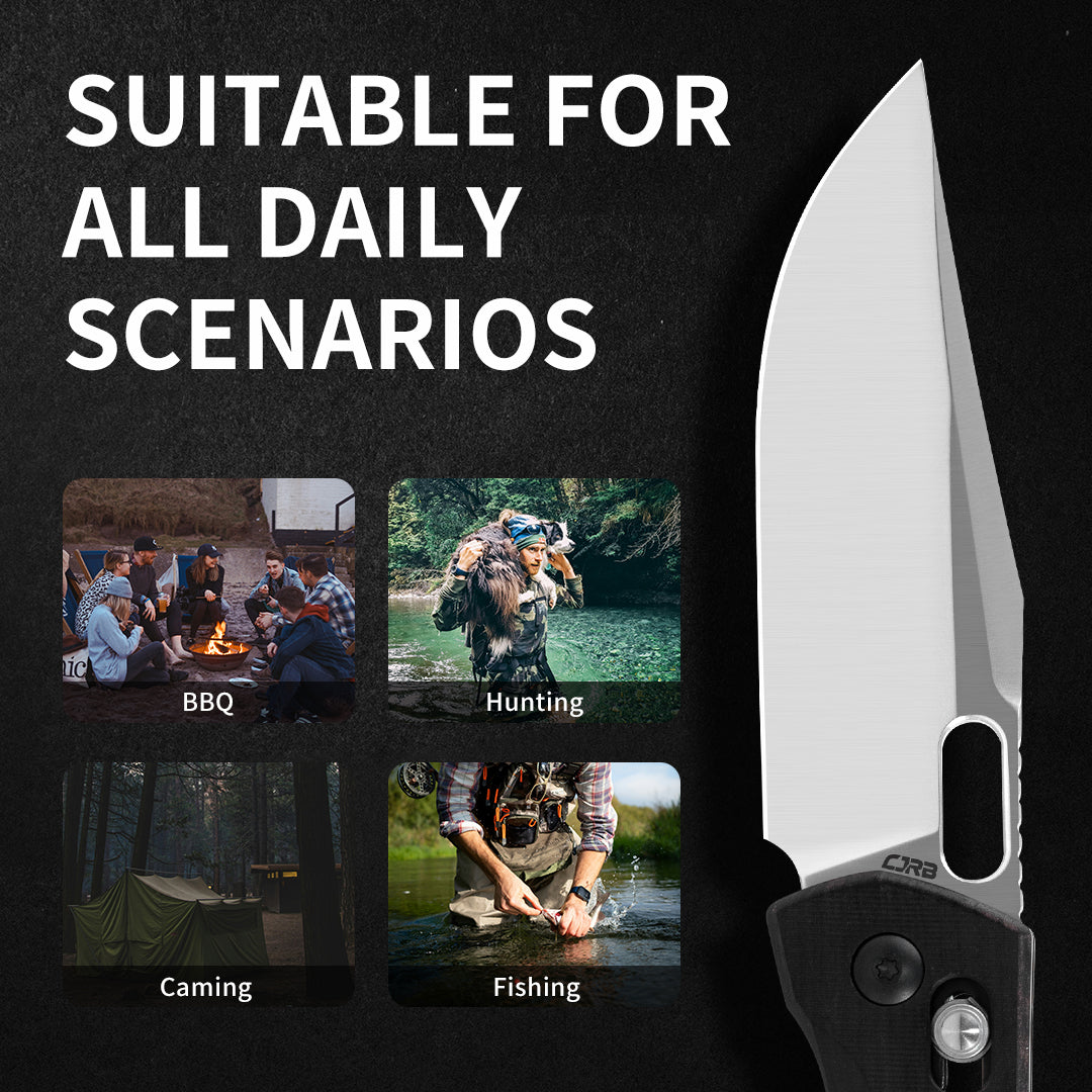 CJRB Prado J1936 AR-RPM9 Steel Blade Wood Handle Crossbar Lock Folding Knives - Ebony (J1936-EB)