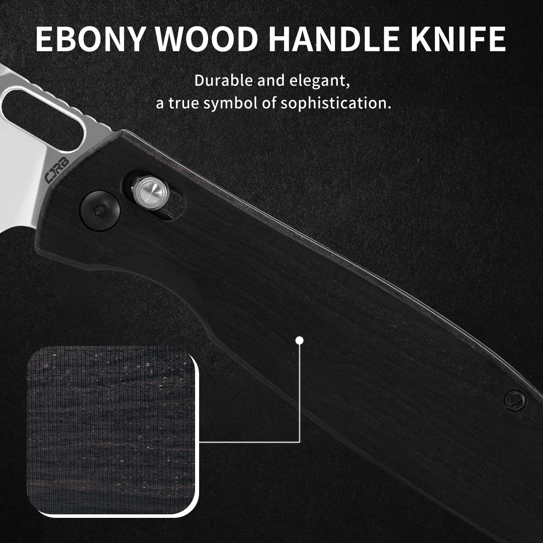 CJRB Prado J1936 AR-RPM9 Steel Blade Wood Handle Crossbar Lock Folding Knives - Ebony (J1936-EB)