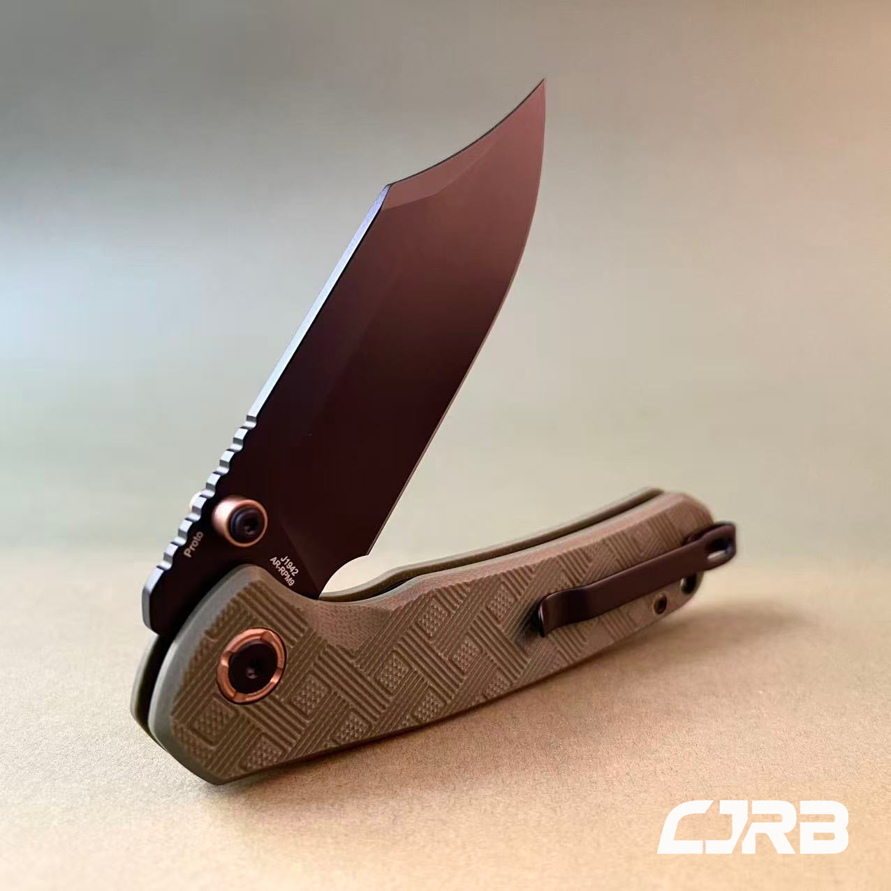 CJRB Bowie Pyrite J1942X AR-RPM9 Steel G10 Handle Folding Knives(Prototype)