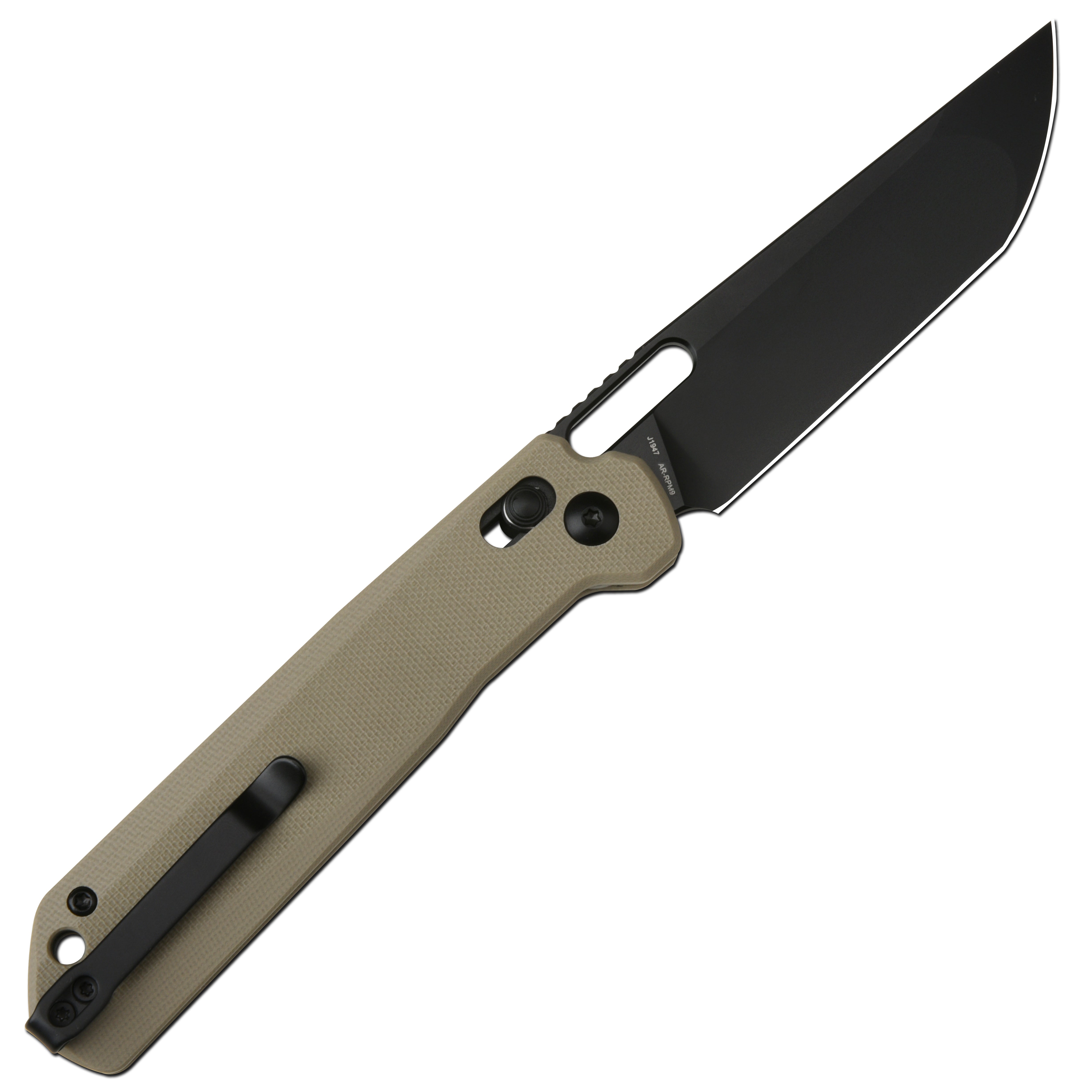 CJRB Bellona J1947 AR-RPM9 Steel Blade G10 Handle Folding Knives - Black PVD / Desert (J1947-BDE)