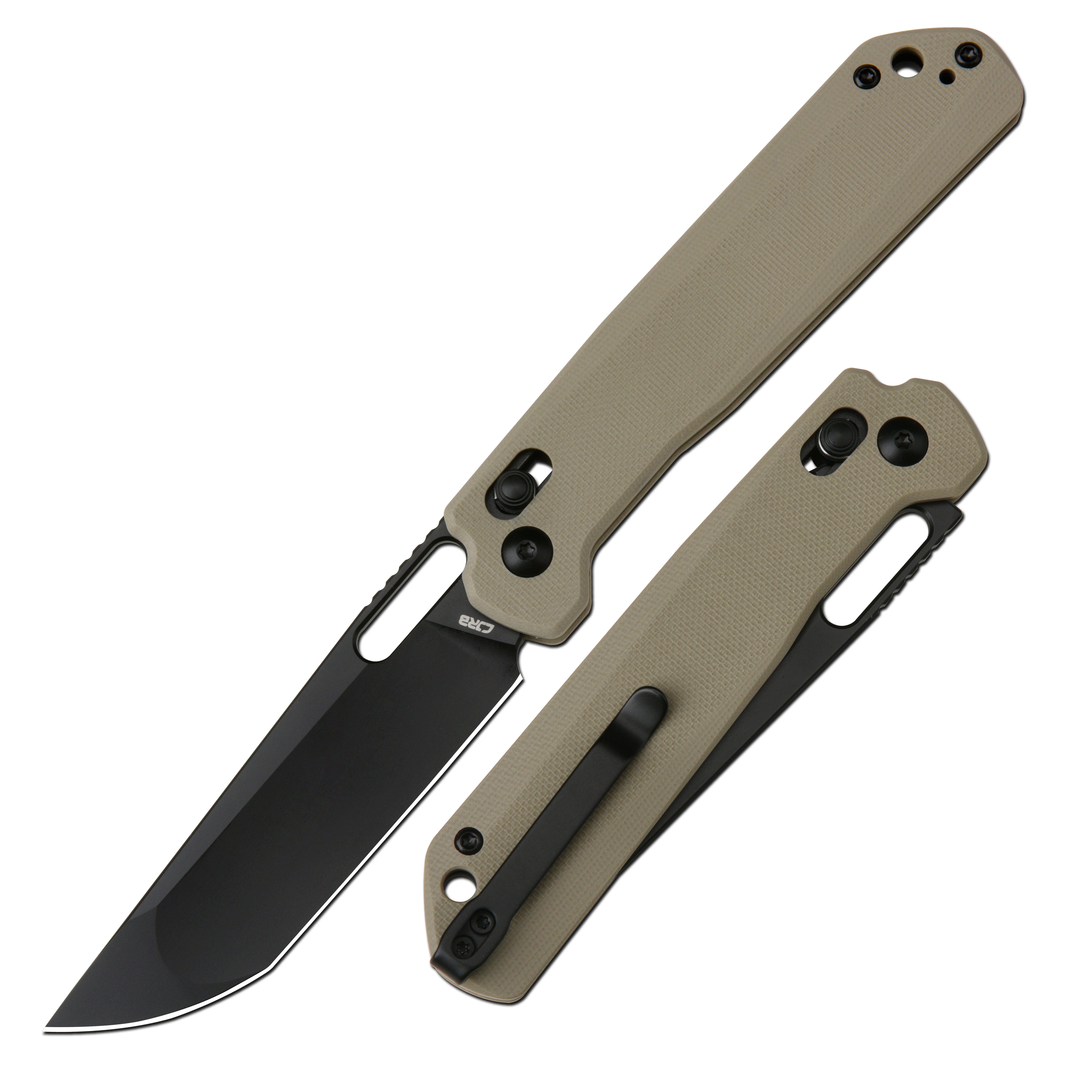 CJRB Bellona J1947 AR-RPM9 Steel Blade G10 Handle Folding Knives - Black PVD / Desert (J1947-BDE)