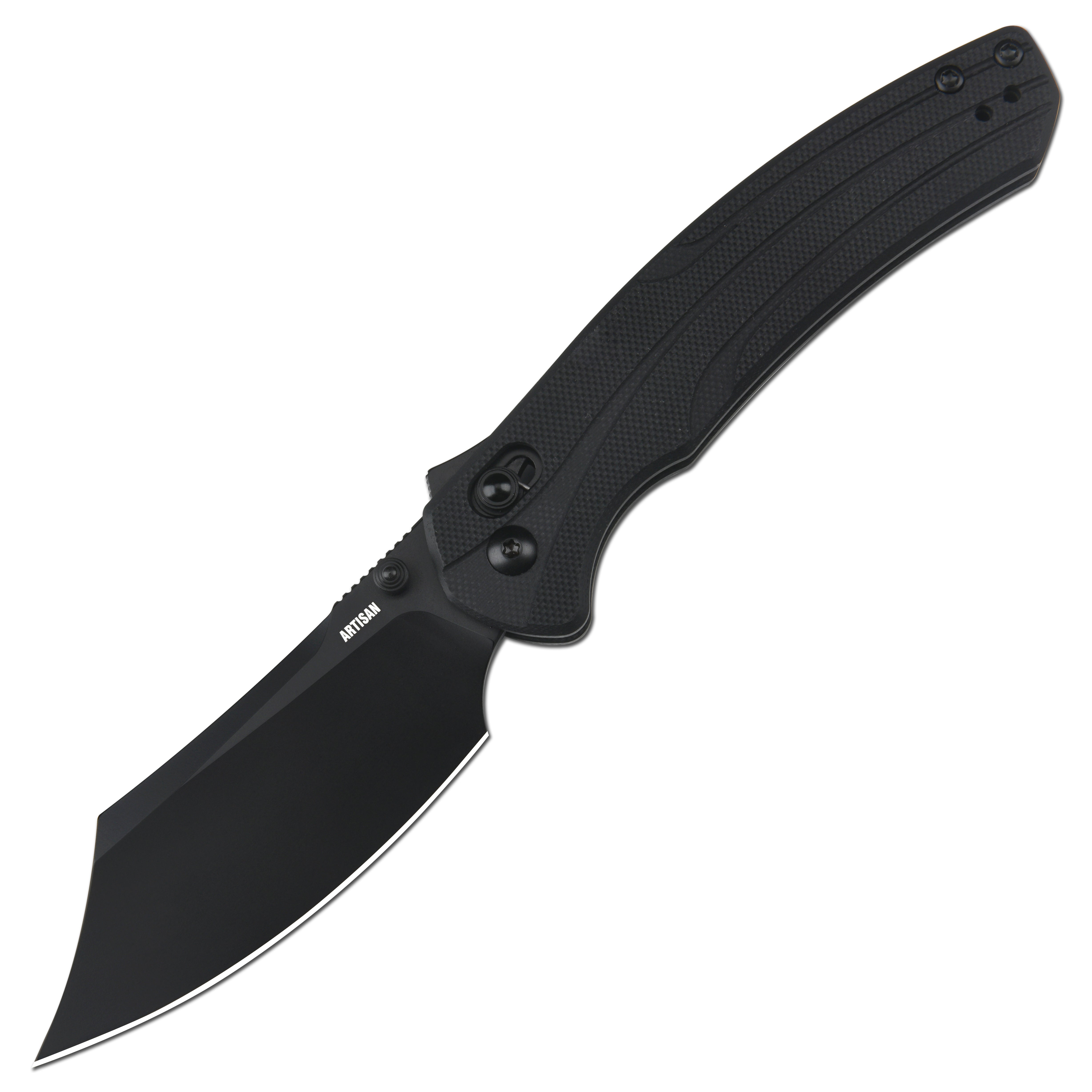 Artisan Cutlery Simoon ATZ-1882 AR-RPM9 Steel Blade G10 Handle Folding Knives - Black G10 Handle/Black PVD Finish (1882P-BBK)