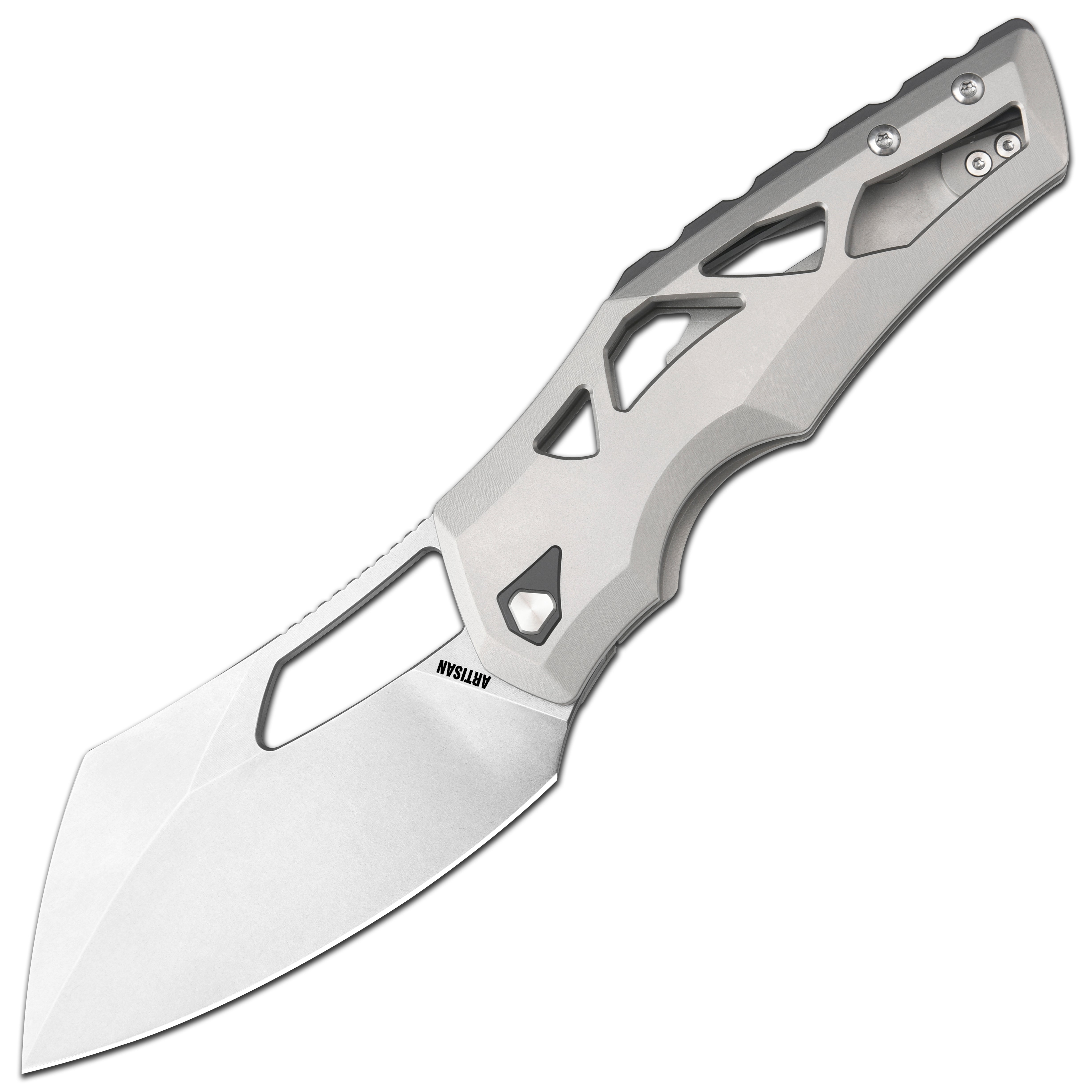 Artisan Cutlery Tortoise 1884G S35VN Steel Blade Titanium Handle Folding Knives