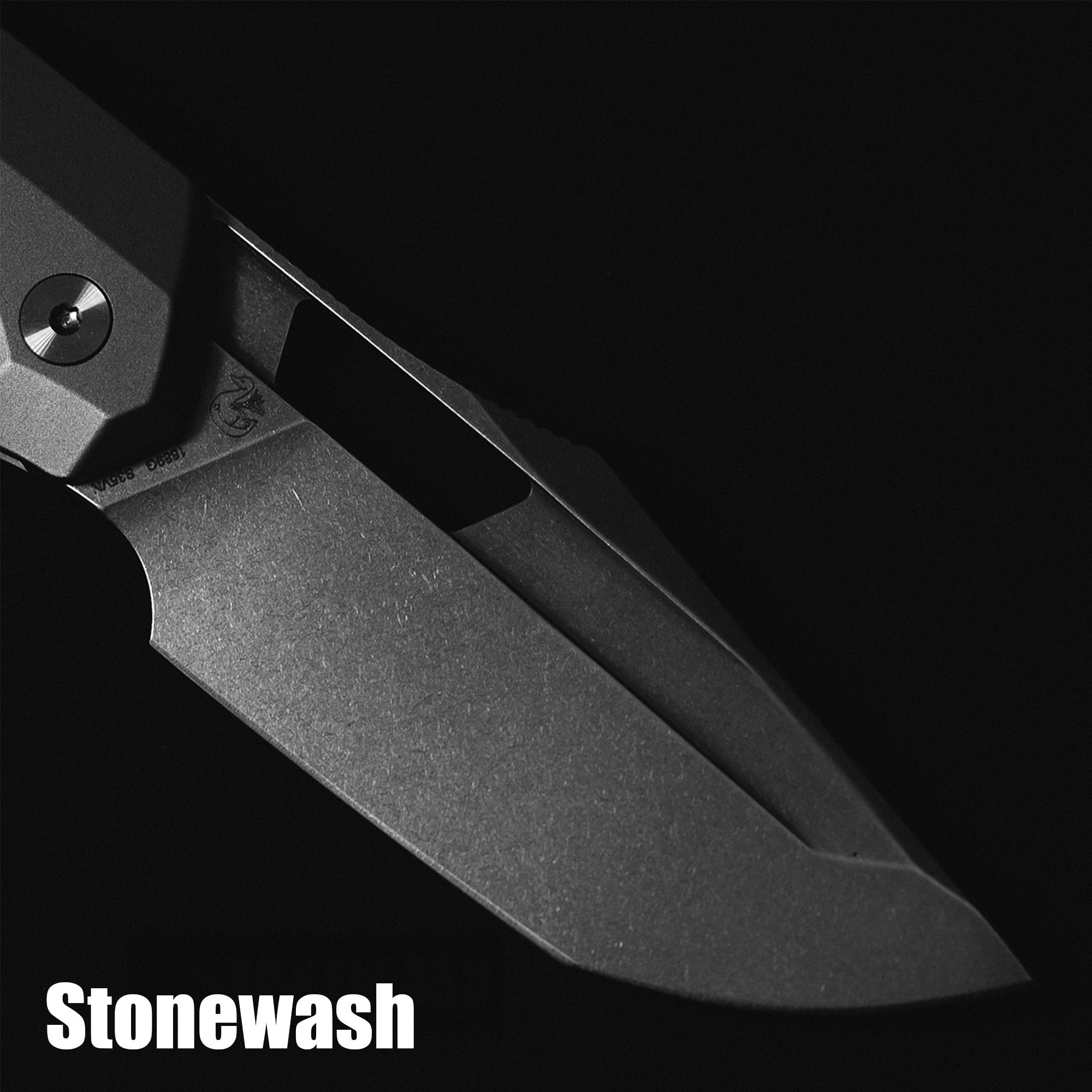 Artisan Cutlery Mousebird Thumb Hole Top Liner Lock EDC Knife Titanium Handle Titanium Clip(3'' CPM S35VN Stone Wash Blade ) 1889G-GY