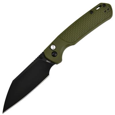 CJRB Pyrite-Light J1945 AR-RPM9 Steel Blade FRN Handle Folding Knives - Black PVD / Green (J1945-BGN)