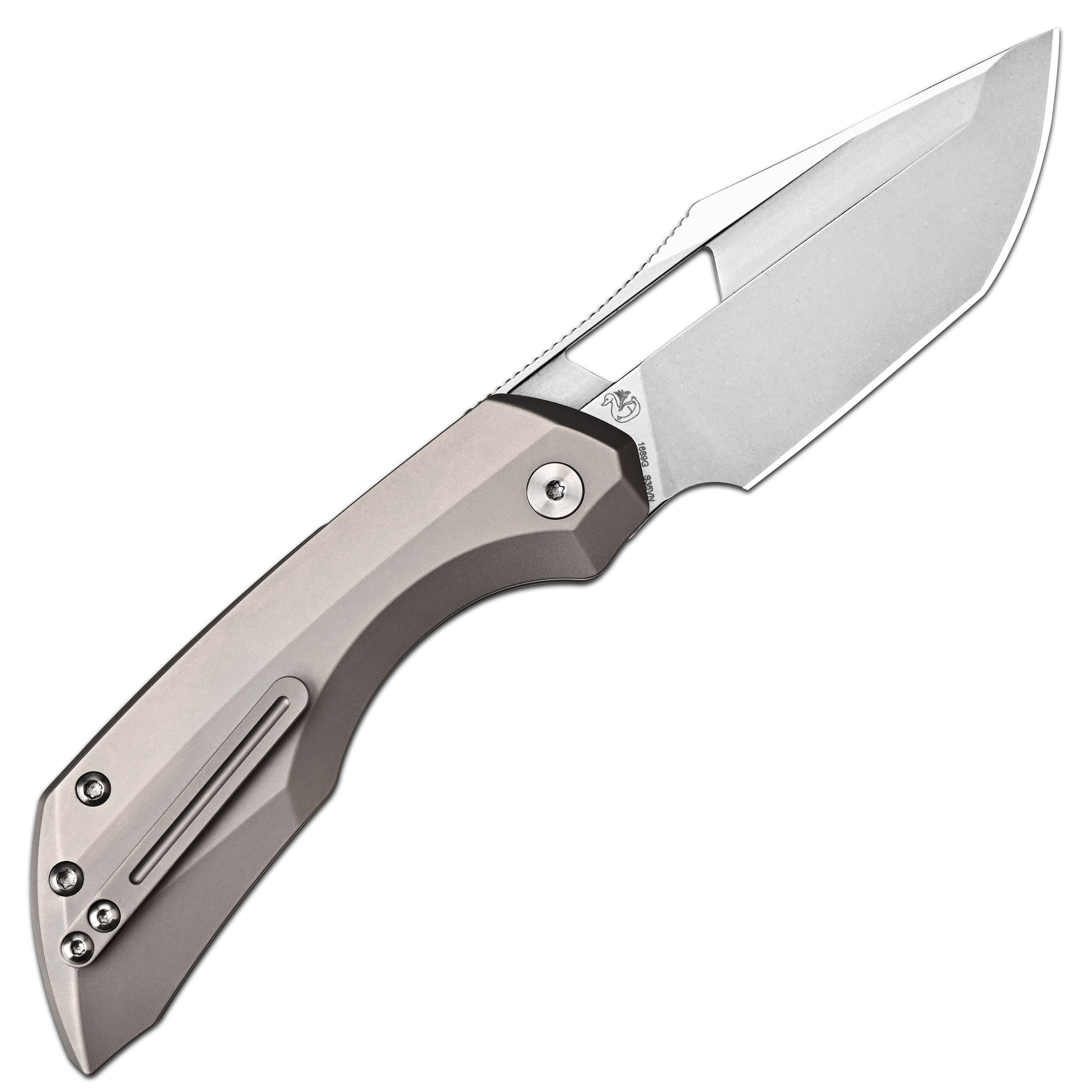 Artisan Cutlery Mousebird Thumb Hole Top Liner lock Lock EDC Knife Titanium Handle Titanium Clip(3'' CPM S35VN Stone Wash Blade ) 1889G-GY