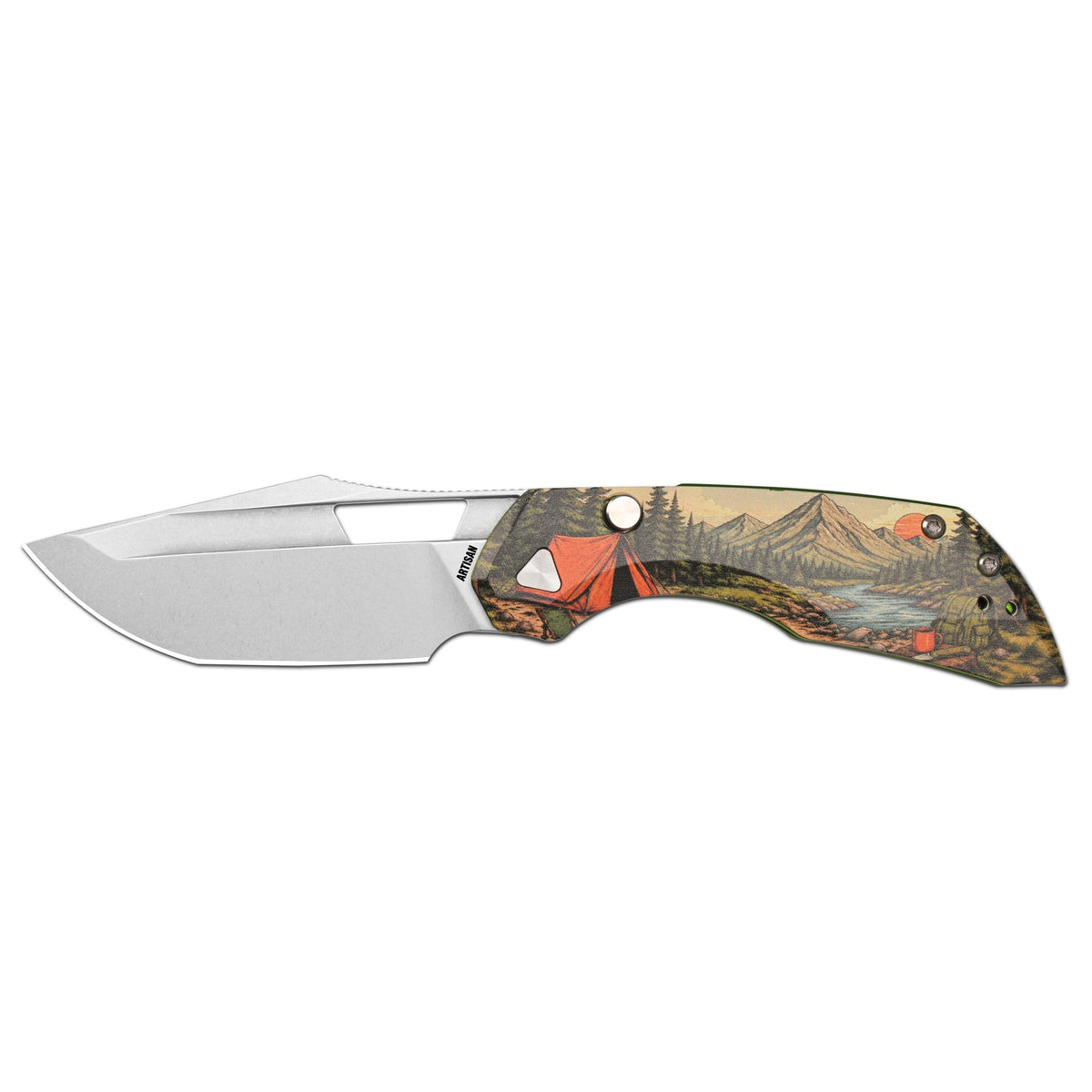 Artisan Cutlery Mousebird Thumb Hole Top Liner Lock EDC Knife 7075-T6 Aluminum Handle Titanium Clip(3'' N690 Stone Wash Blade ) 1889G-SAL (Exclusive)