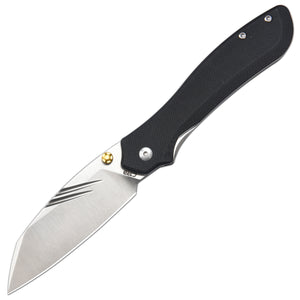 CJRB Fugly J1957 AR-RPM9 Steel Blade G10 Handle Folding Knives - Sand Polish/Black G10 (J1957-BK)
