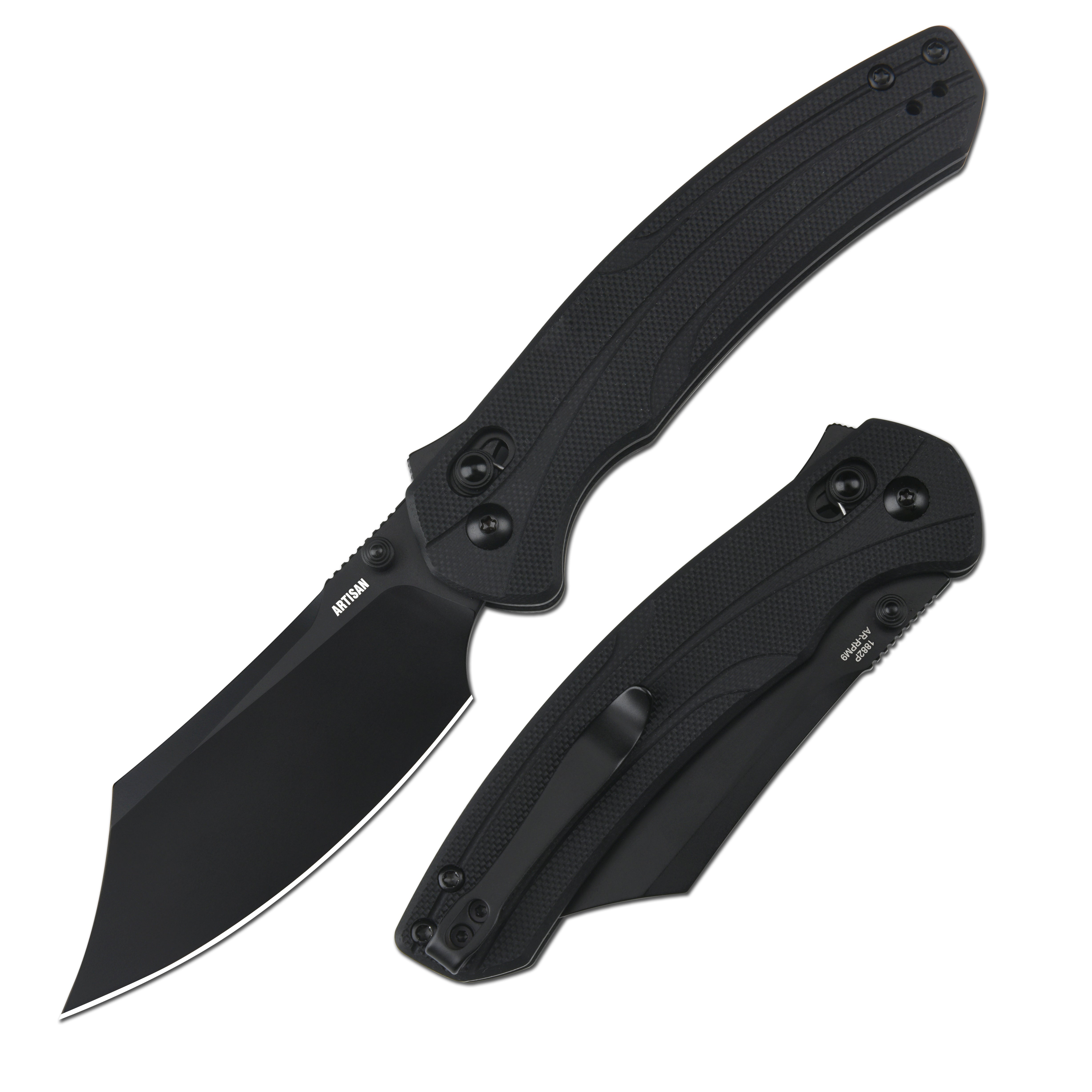 Artisan Cutlery Simoon ATZ-1882 AR-RPM9 Steel Blade G10 Handle Folding Knives - Black G10 Handle/Black PVD Finish (1882P-BBK)