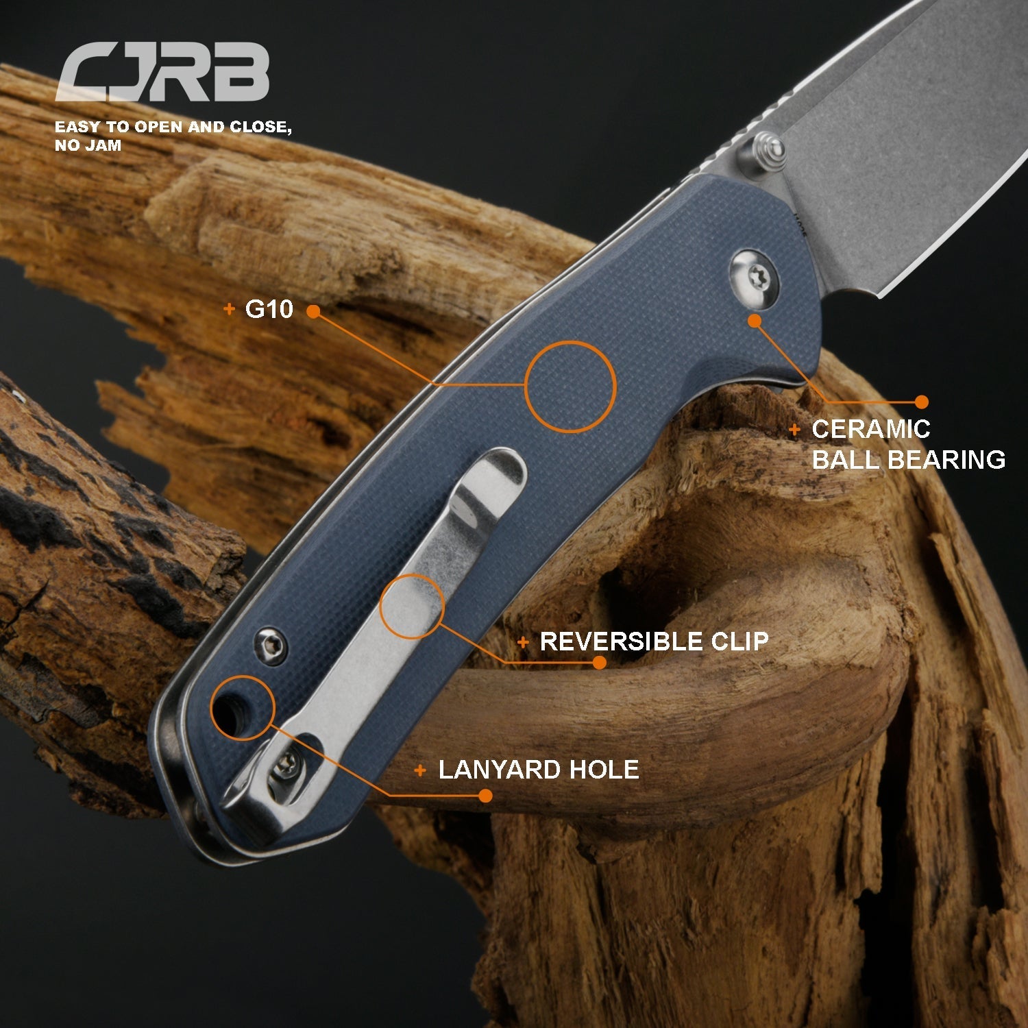 CJRB Pyrite J1925 AR-RPM9 Steel Stone Wash Blade G10 Handle Folding Knives - Gray (J1925-GY)
