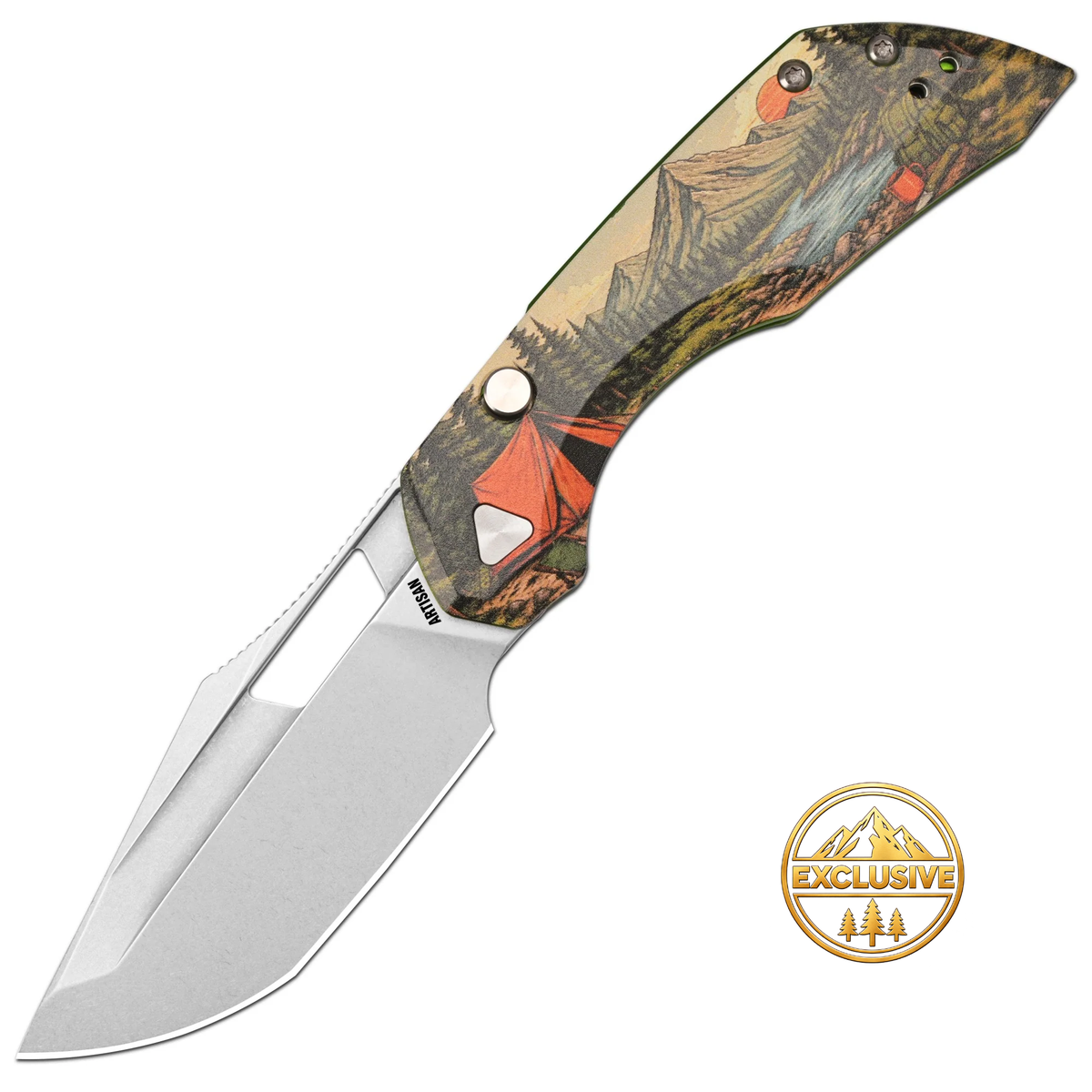 Artisan Cutlery Mousebird Thumb Hole Top Liner Lock EDC Knife 7075-T6 Aluminum Handle Titanium Clip(3'' N690 Stone Wash Blade ) 1889G-SAL (Exclusive)