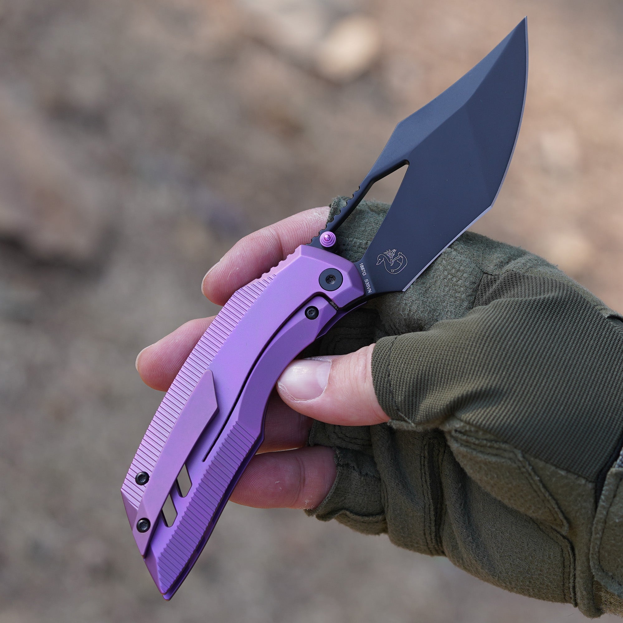 Artisan Cutlery Dark Wing 1887G-BPU S35VN Folding Knife