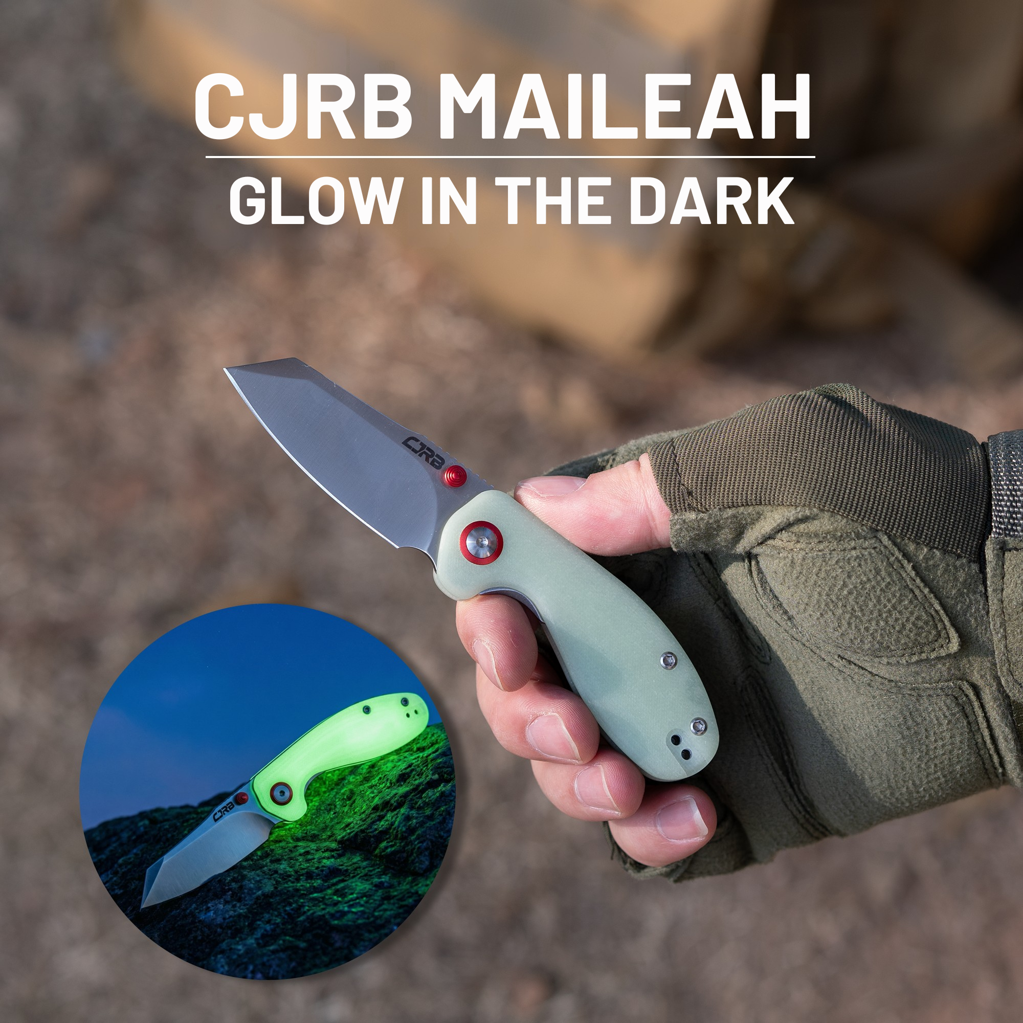 CJRB Maileah Front Flipper & Liner Lock G10(Glow In the Dark) Handle (2.39'' Sand Polish AR-RPM9 Blade) J1918-GD