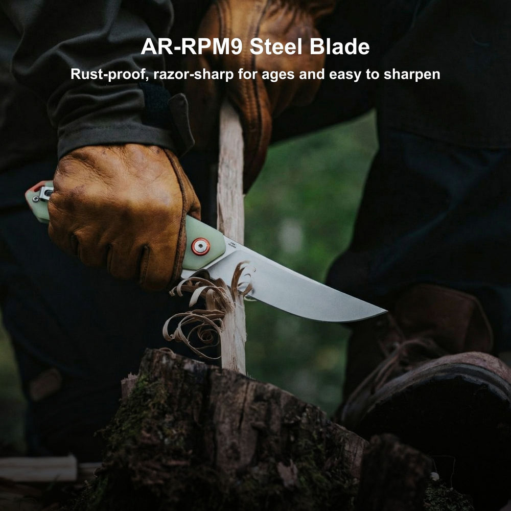 CJRB Gobi J1906 AR-RPM9 Steel Stone Wash Blade G10(Glow In the Dark ...
