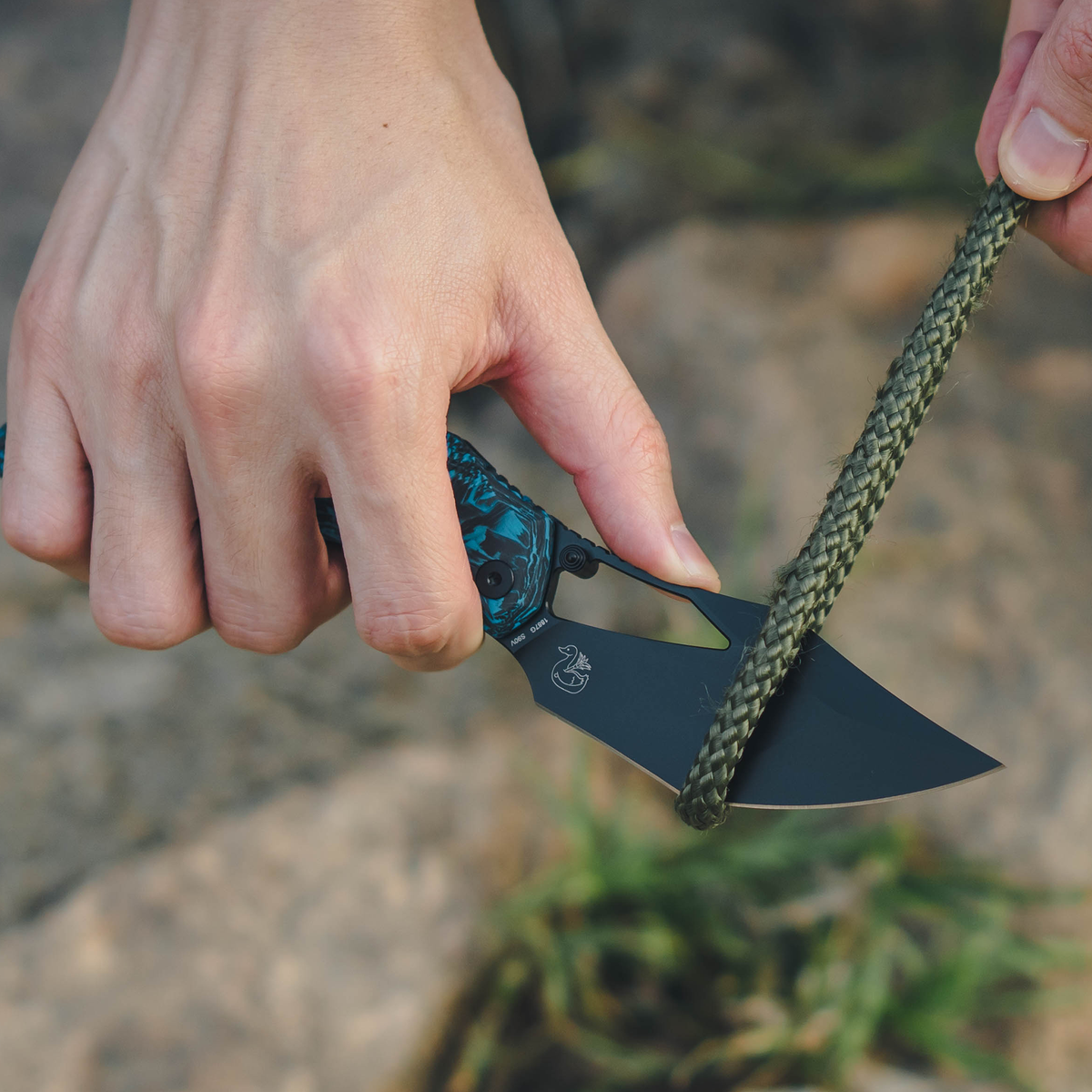 Artisan Cutlery Dark Wing Thumb Hole & Front Flipper Top Liner Lock EDC Knife Carbon Fiber(Glow in the dark) Handle(3.63'' CPM S90V Black PVD Coating Blade ) 1887G-GDBU