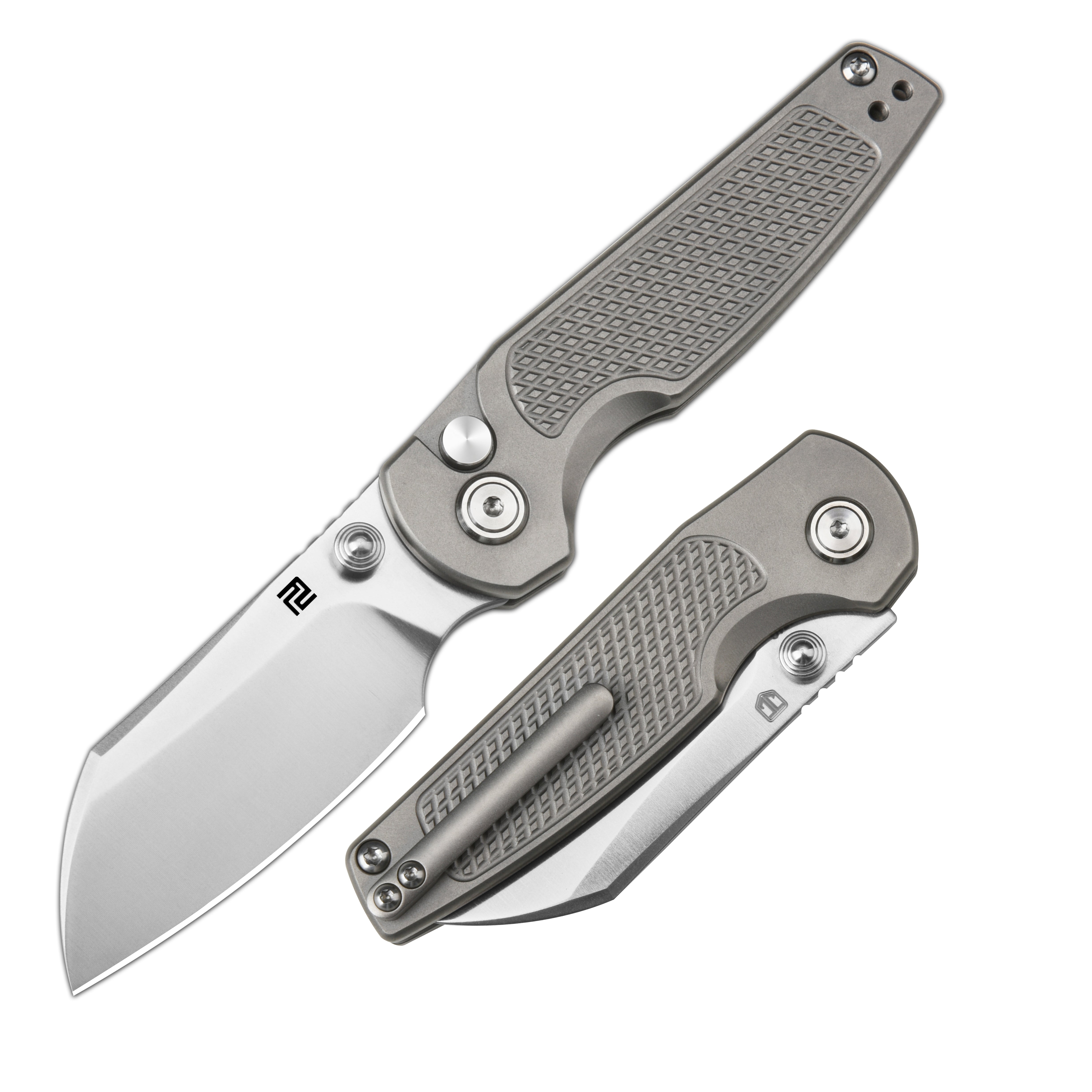 Artisan Cutlery Cleo ATZ-1871G CPM S90V Blade Titanium Handle Folding Knives