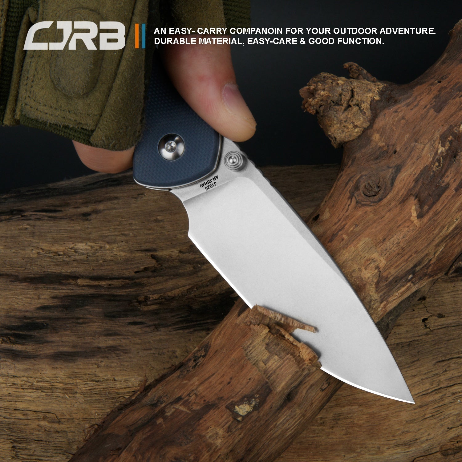 CJRB Pyrite J1925 AR-RPM9 Steel Stone Wash Blade G10 Handle Folding Knives - Gray (J1925-GY)