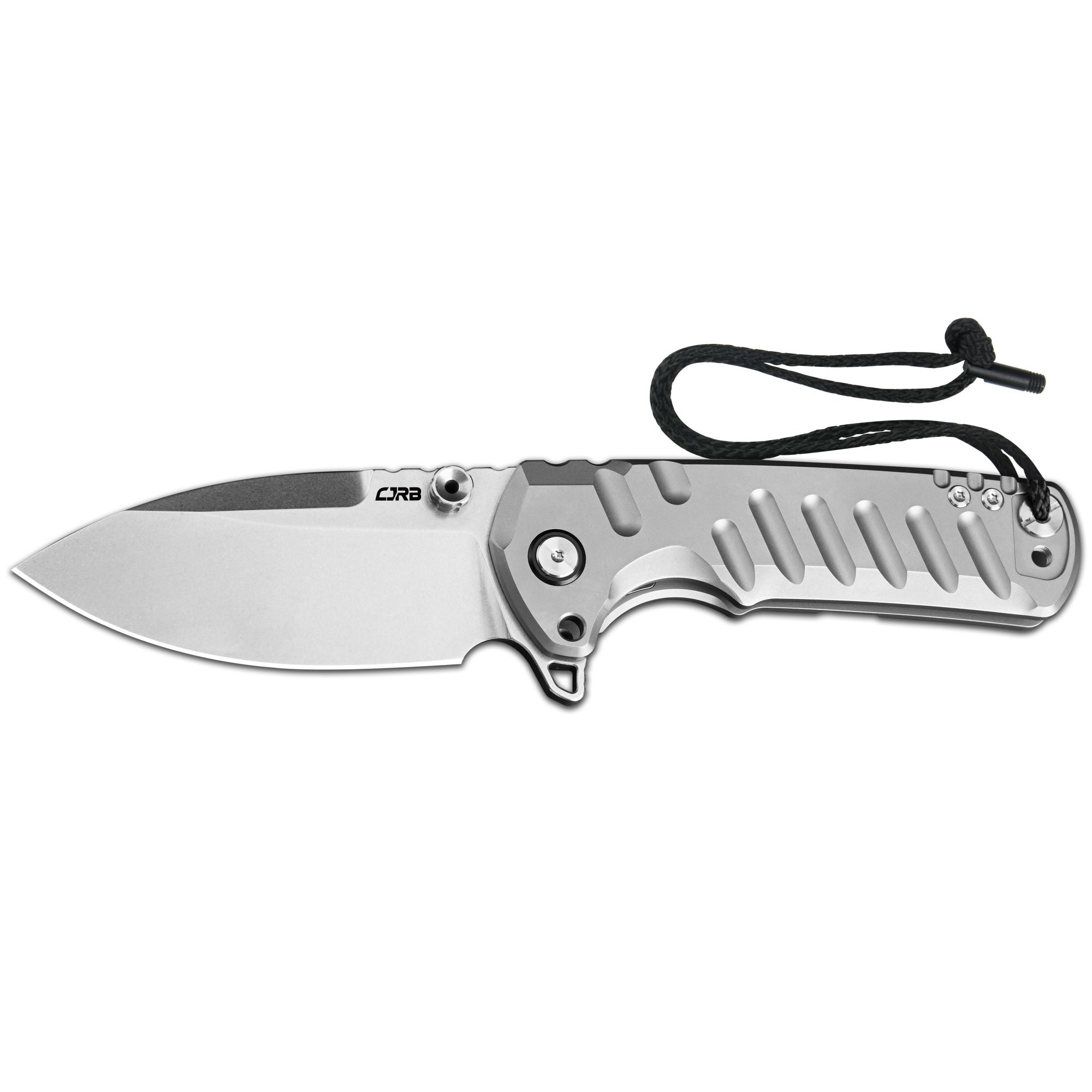 CJRB Tundra Flipper &Thumb Stud & Locking Pin & Frame Lock Tatical Knife Titanium Handle (3.78'' Stone Wash CPM S35VN Blade) J1966G-GY (Limited Edition)