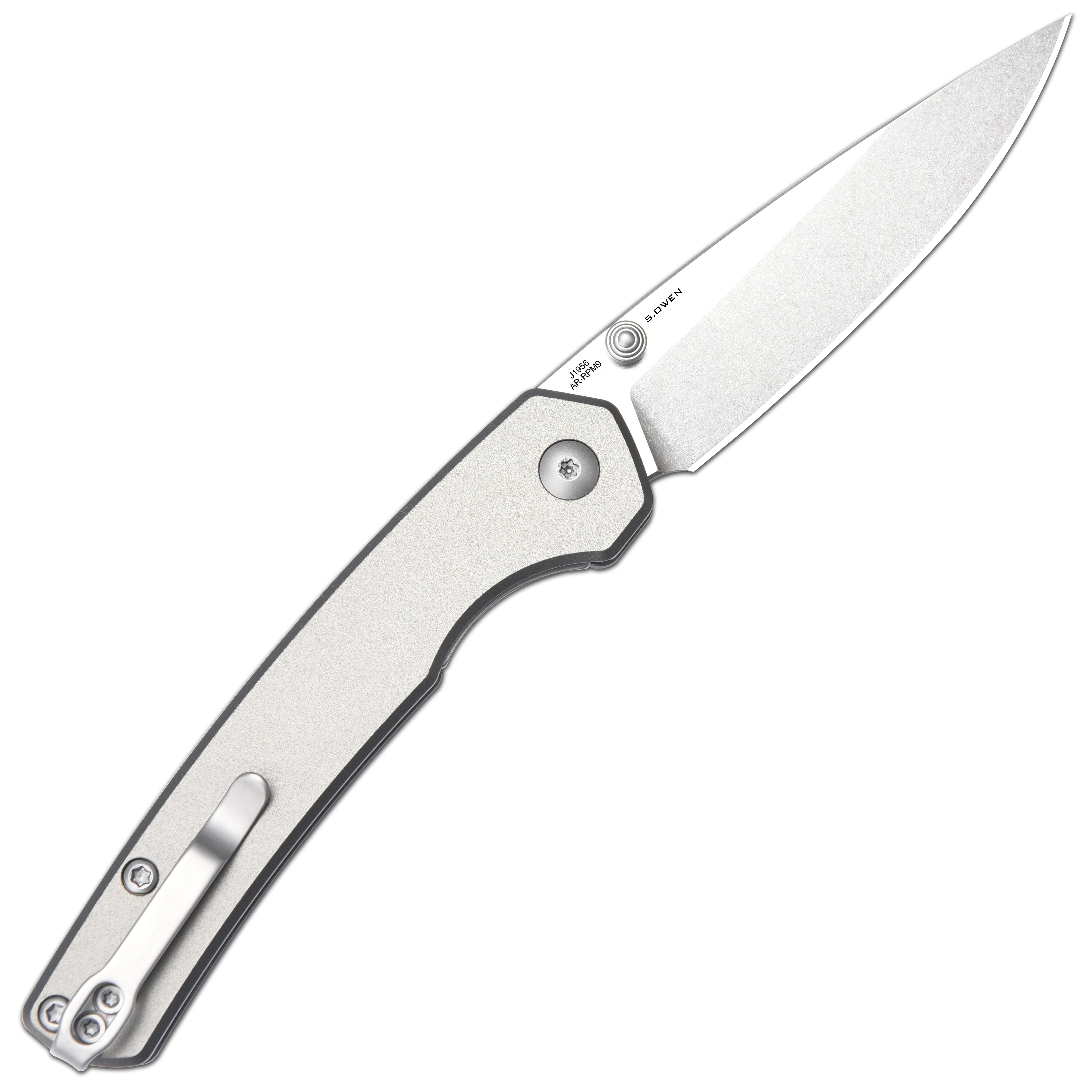 CJRB Kain J1956 AR-RPM9 Steel Blade Aluminum Handle Folding Knives - Stone Wash/Gray Aluminum (J1956-GYA)
