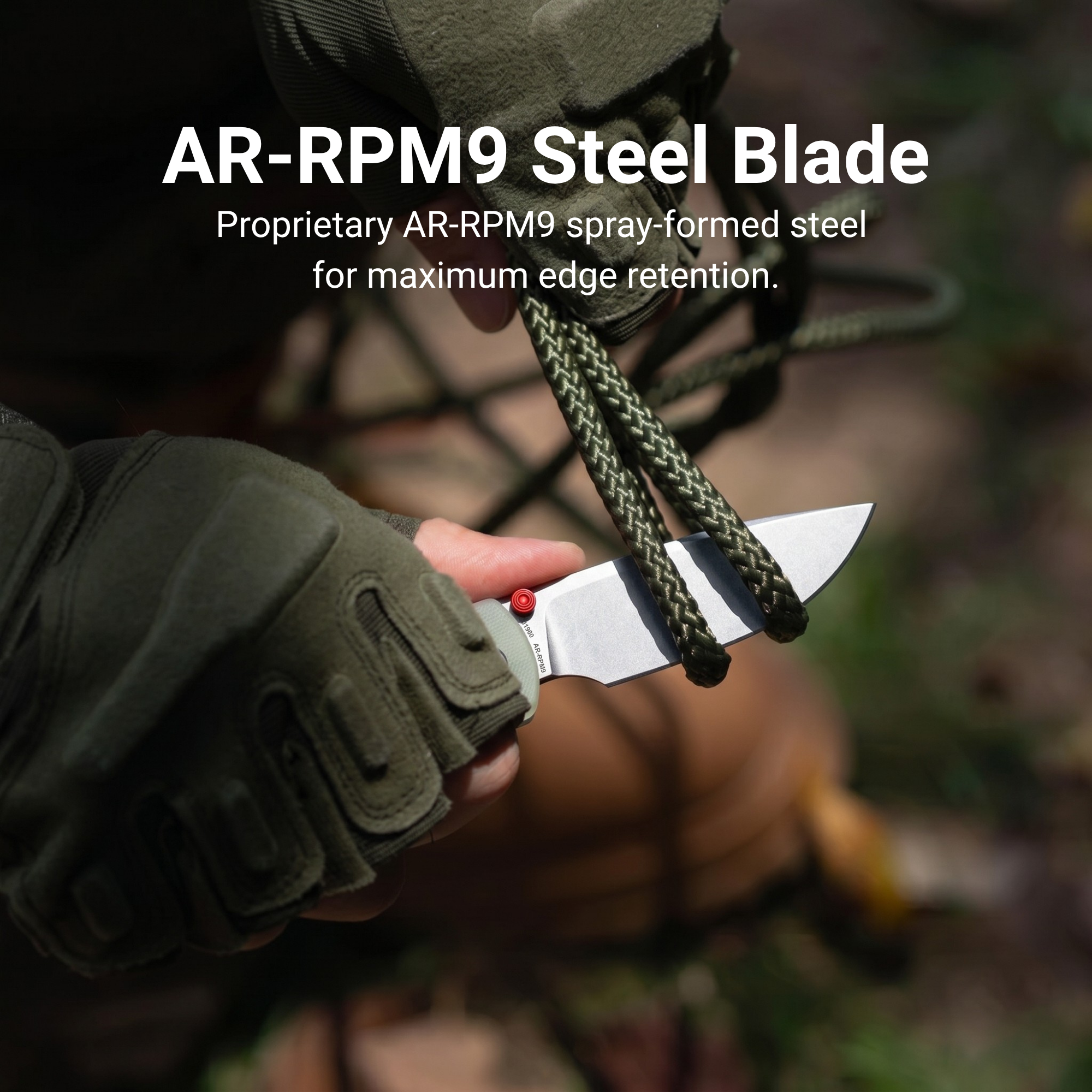 CJRB Bolt Recoil Lock V2 & Thumb Stud G10(Glow In the Dark) Handle (3.25'' Stone Wash AR-RPM9 Blade) J1960-GD