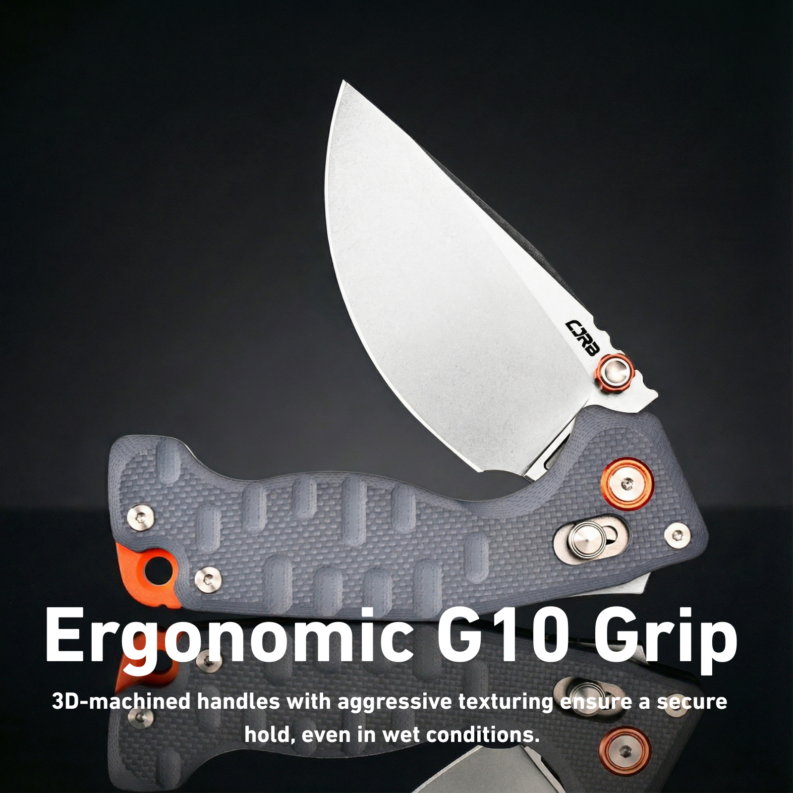 CJRB Doubletap Thumb Stud & Recoil Lock V2 Tatical Knife Blue G10 Handle(3.86'' D2 Stone Wash Blade) J1970-BU