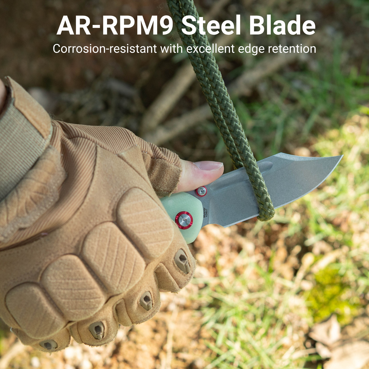 CJRB Bowie Pyrite Thumb Stud & Top Liner Lock Folding Knife G10(Glow In the Dark) Handle (3.35'' AR-RPM9 Steel Stone Wash Blade) J1942X-GD