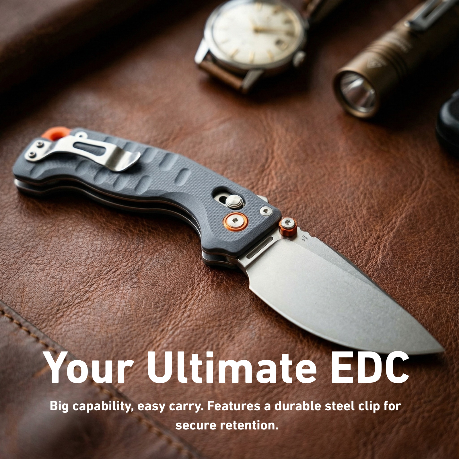 CJRB Doubletap Thumb Stud & Recoil Lock V2 Tatical Knife Blue G10 Handle(3.86'' D2 Stone Wash Blade) J1970-BU