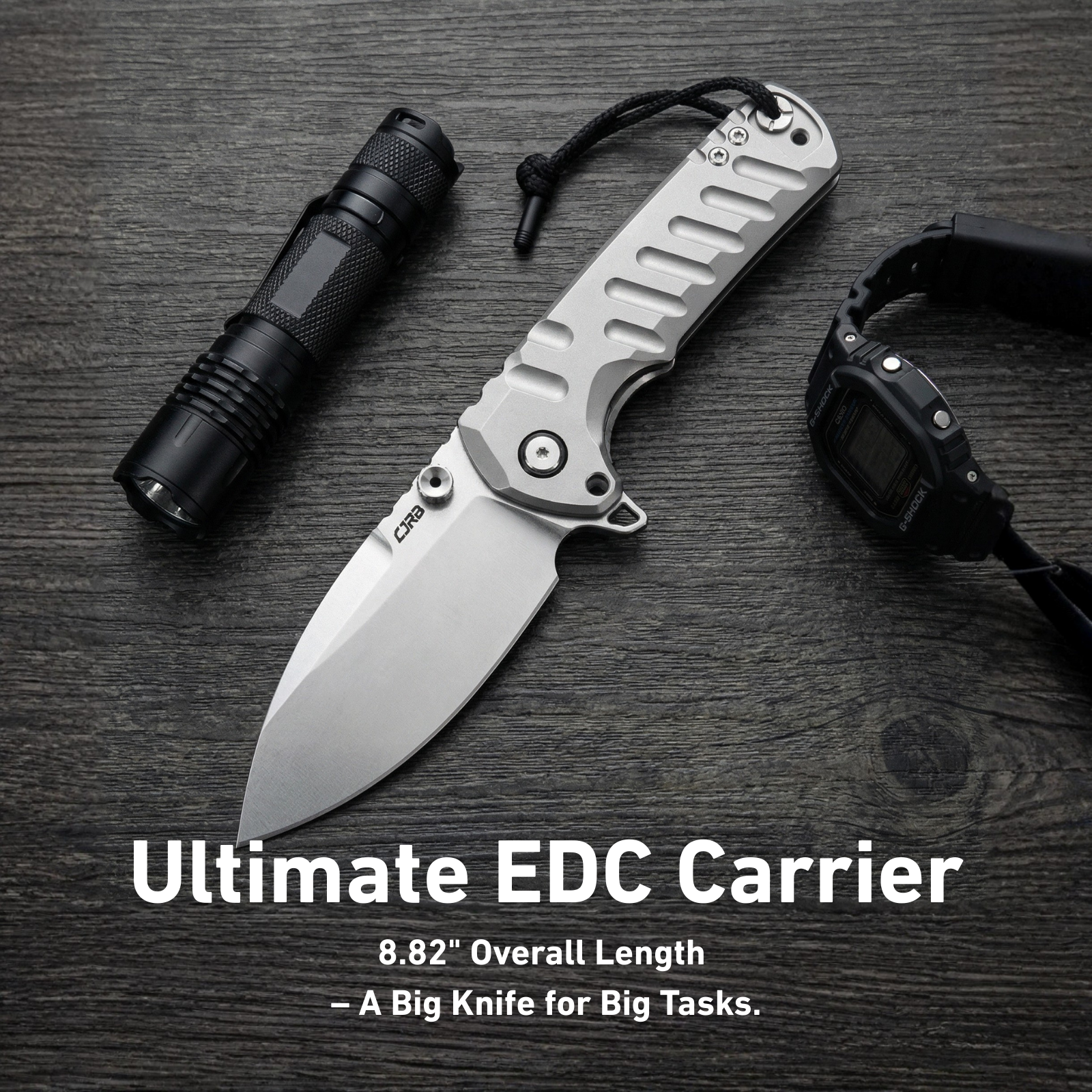 CJRB Tundra Flipper &Thumb Stud & Locking Pin & Frame Lock Tatical Knife Titanium Handle (3.78'' Stone Wash CPM S35VN Blade) J1966G-GY (Limited Edition)