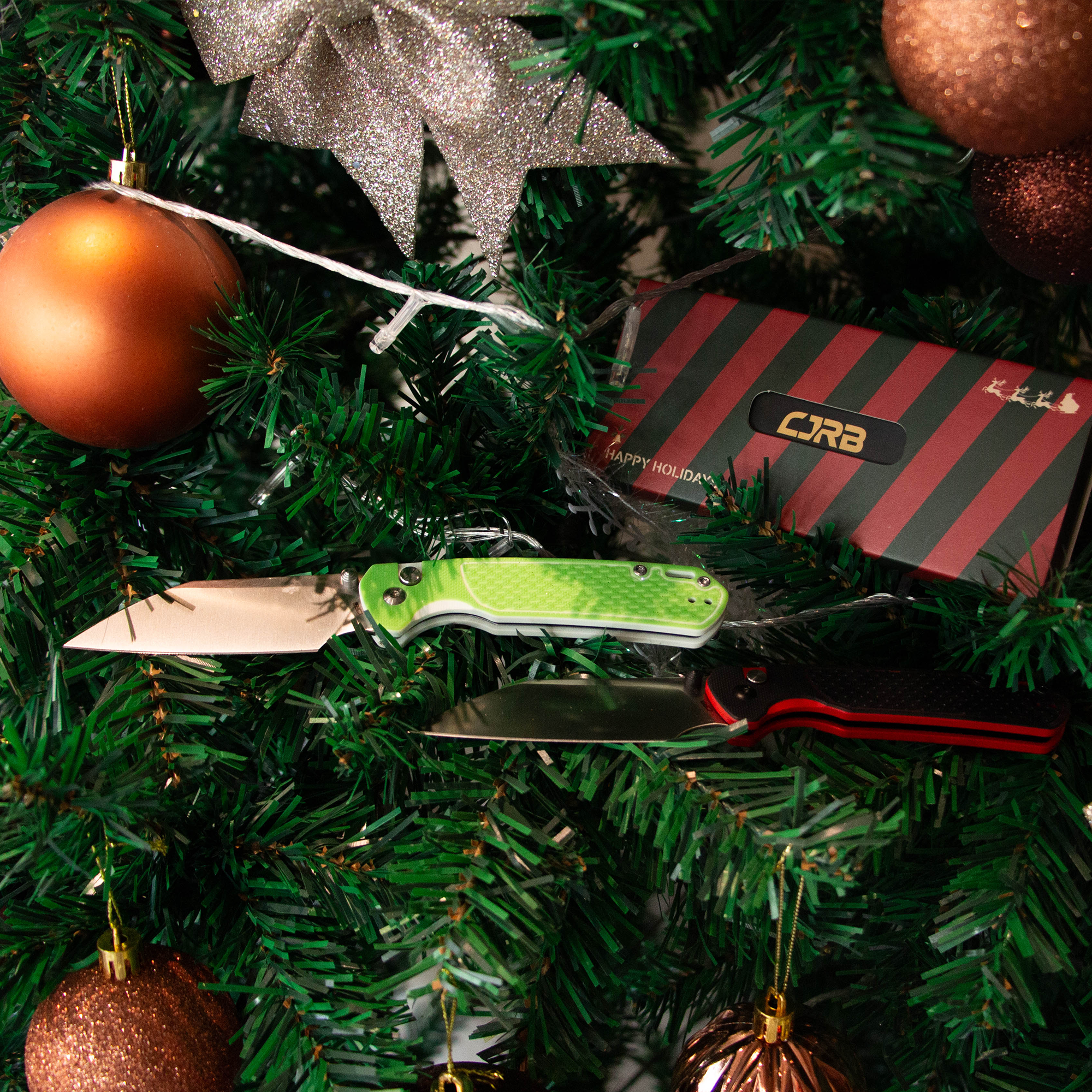 CJRB Pyrite-Light J1945 AR-RPM9 Steel G10 Handle Folding Knives (Christmas Exclusive)