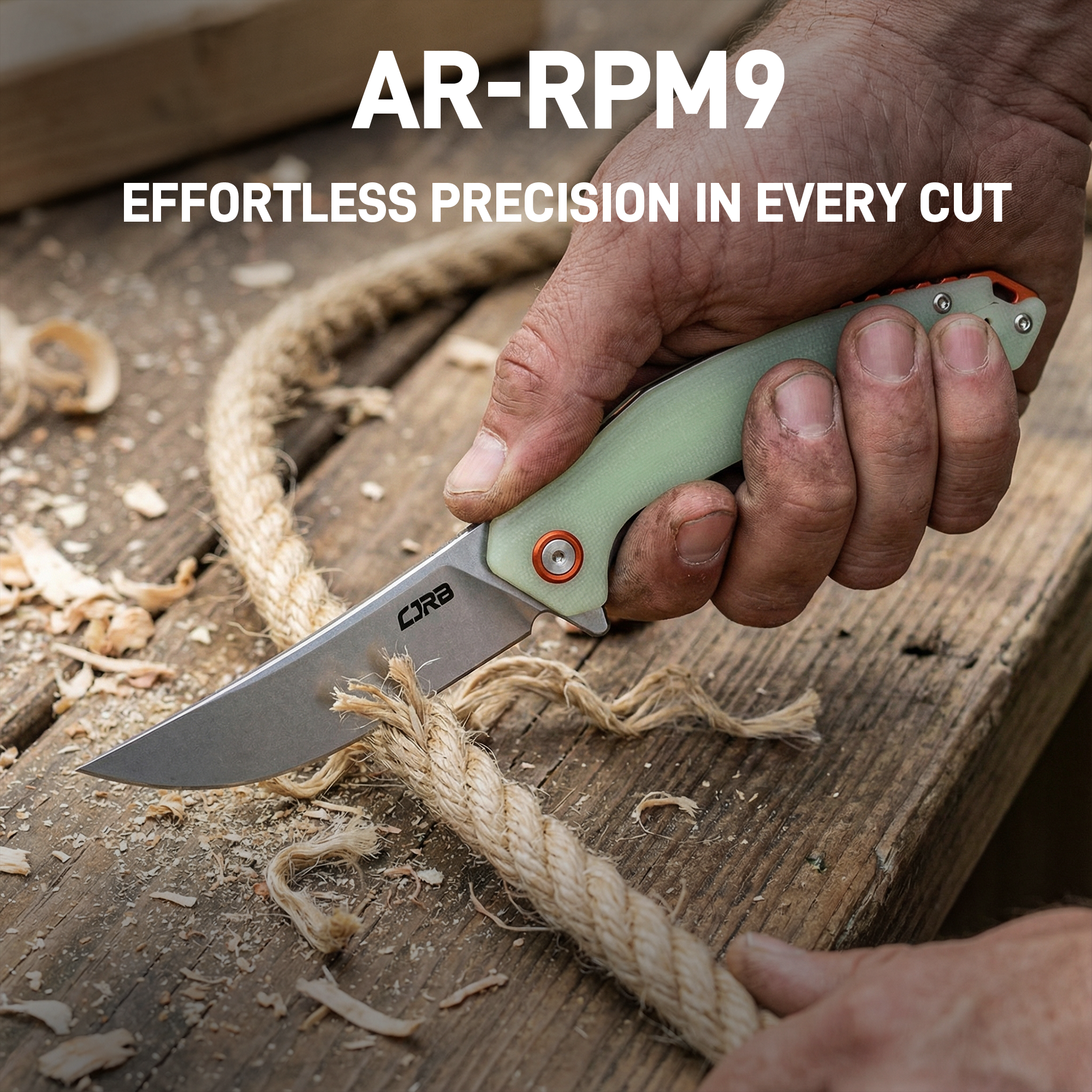 CJRB Gobi Flipper & Liner Lock G10(Glow In the Dark) Handle (3.5'' Stone Wash AR-RPM9 Blade) J1906-GD