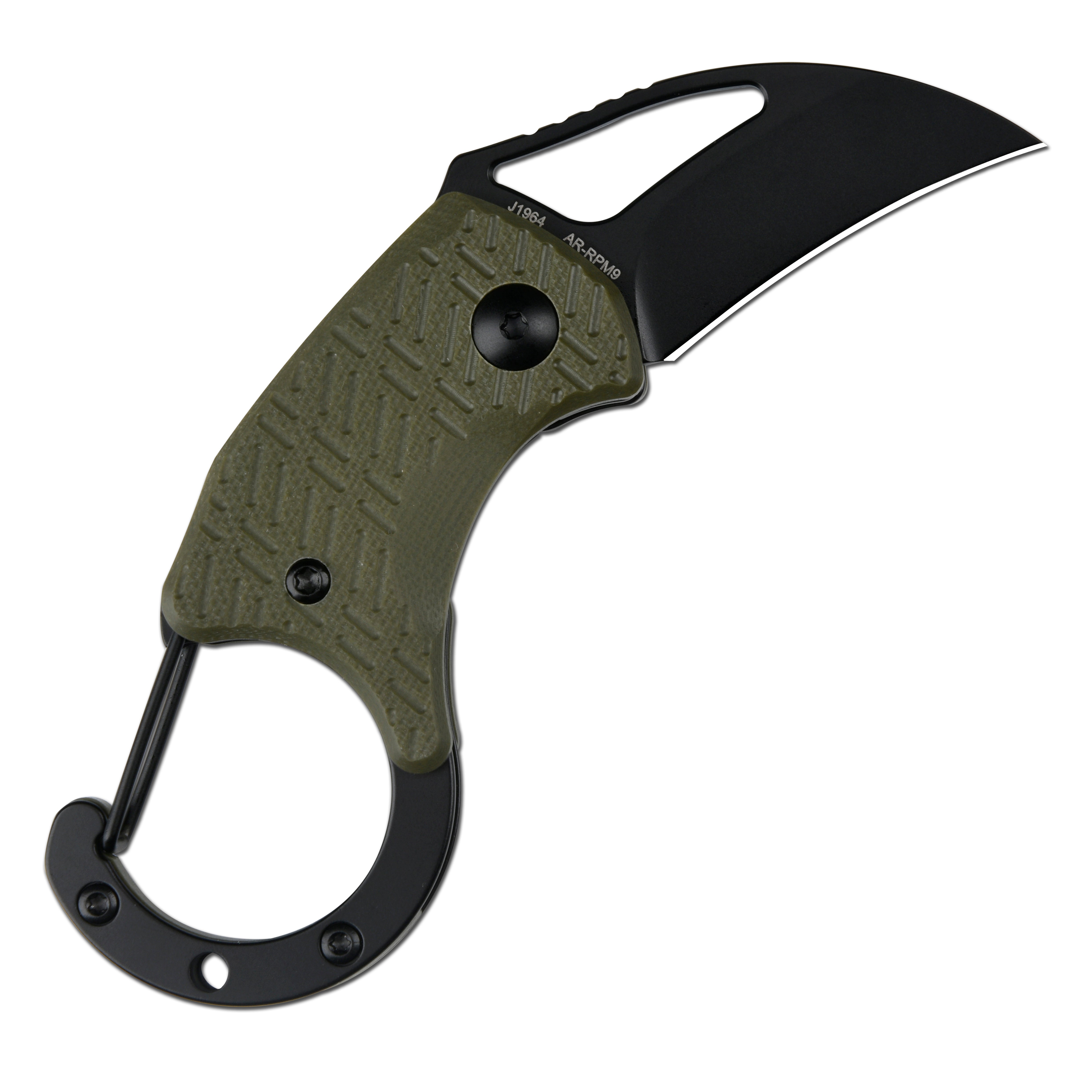 CJRB Anansi J1964 AR-RPM9 Steel Blade G10 Handle Folding Knives - Green G10 Handle/Black PVD Finish (J1964-BGN)
