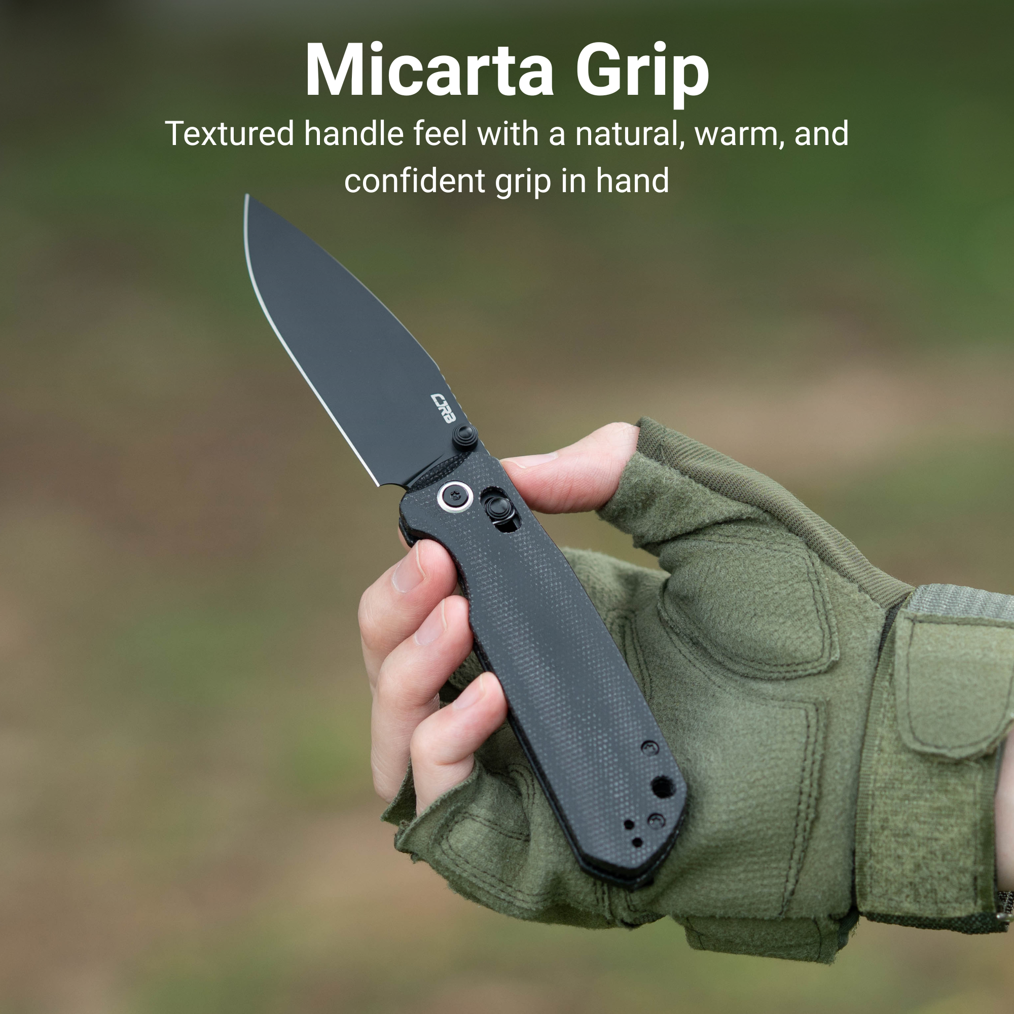 CJRB Mega Maximal Thumb Stud & Crossbar Lock Knife Black Micarta Handle(3.43'' AR-RPM9 Steel Black PVD Coating Blade) J1954L-BBK