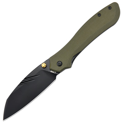 CJRB Fugly J1957 AR-RPM9 Steel Blade G10 Handle Folding Knives - Black PVD/Green G10 (J1957-BGN)