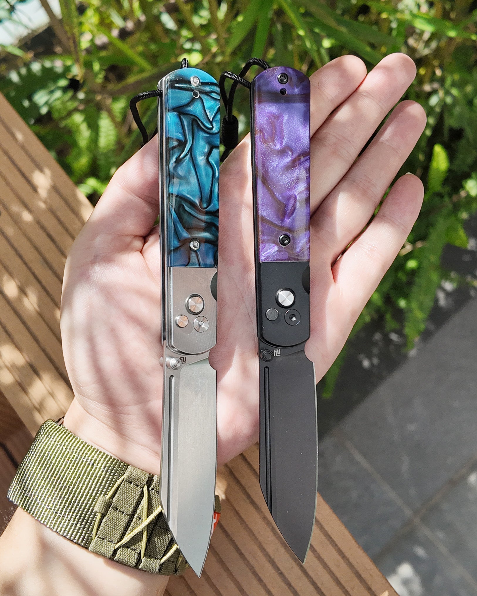 Artisan Cutlery Holm 1875P AR-RPM9 Steel Blade Acrylic Handle Folding Knives - Deep Space Purple Acrylic (1875P-PA)