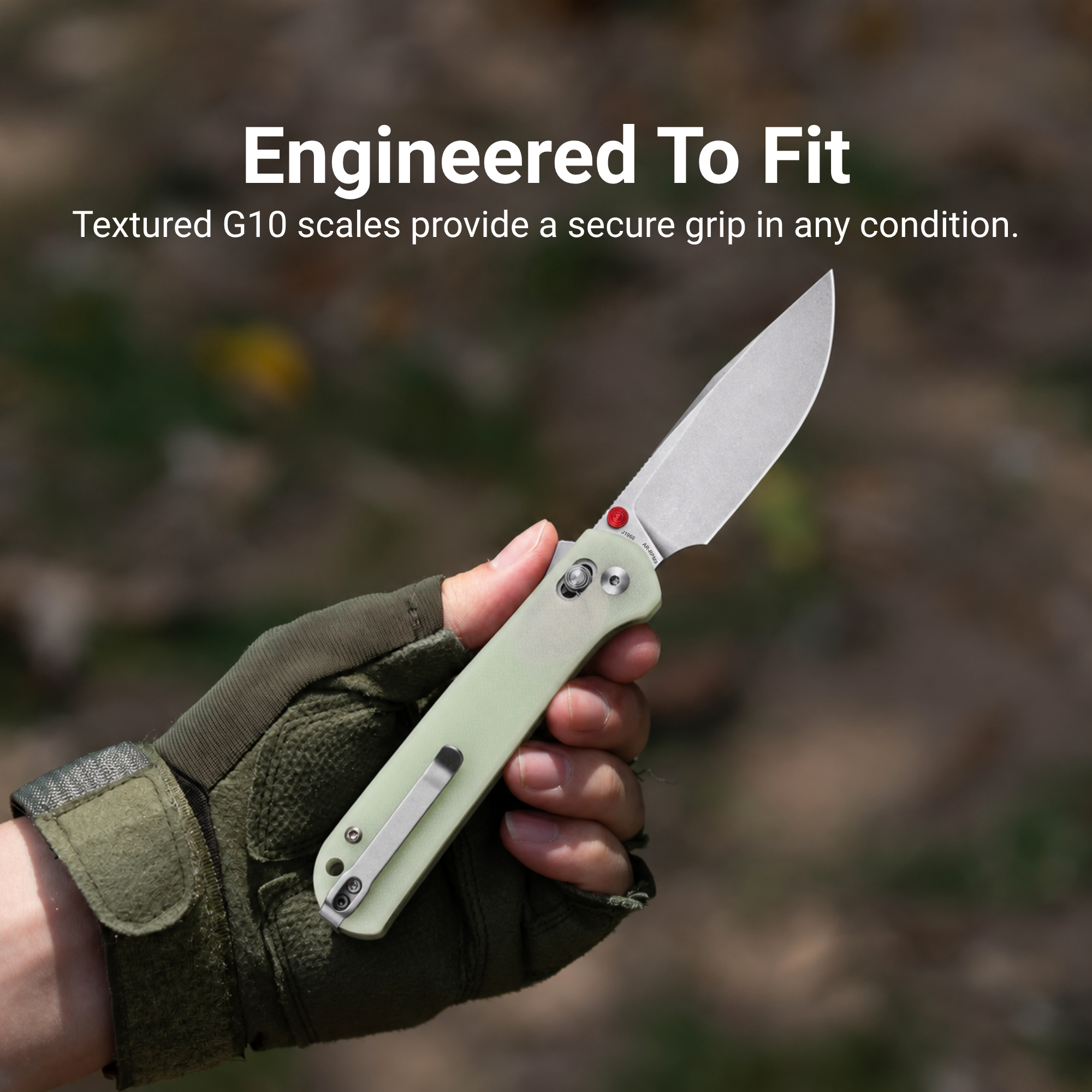 CJRB Bolt Recoil Lock V2 & Thumb Stud G10(Glow In the Dark) Handle (3.25'' Stone Wash AR-RPM9 Blade) J1960-GD