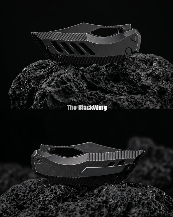 Artisan Cutlery The BlackWing | Tactical Tumbled Black Titanium - Product view 6