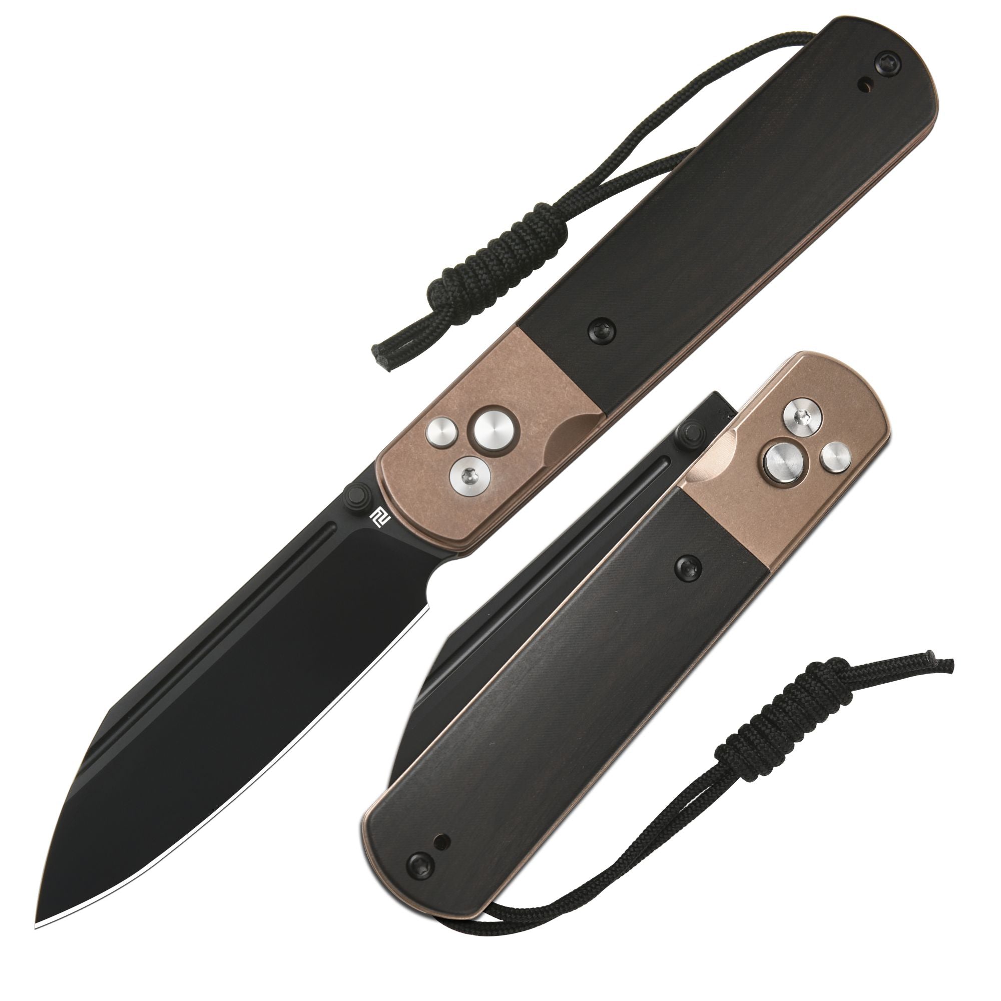 Artisan Cutlery Holm 1875P AR-RPM9 Steel Blade G10 Handle Folding Knives - Rose Gold PVD Steel+Ebony Inlay+Rose Gold PVD Steel Liner (1875P-BRG)