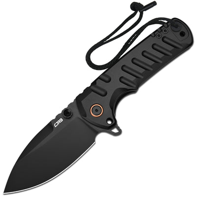 CJRB Tundra Flipper & Thumb Stud & Liner Lock Folding Knife Black 7075-T6 Aluminum Handle (3.78'' D2 Steel Black PVD Coating Blade) J1966-BAL (Exclusive)