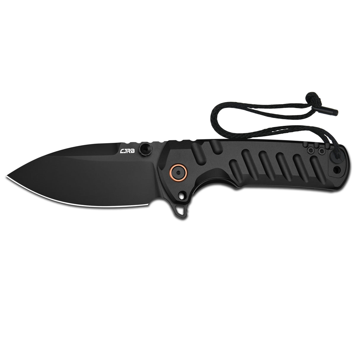 CJRB Tundra Flipper & Thumb Stud & Liner Lock Folding Knife Black 7075-T6 Aluminum Handle (3.78'' D2 Steel Black PVD Coating Blade) J1966-BAL (Exclusive)