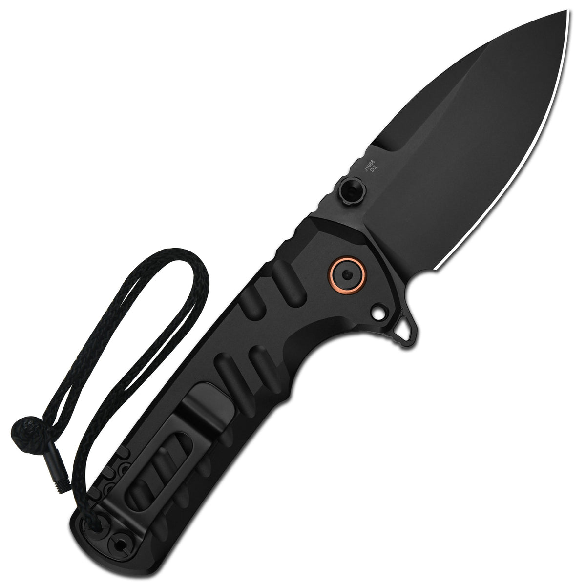 CJRB Tundra Flipper & Thumb Stud & Liner Lock Folding Knife Black 7075-T6 Aluminum Handle (3.78'' D2 Steel Black PVD Coating Blade) J1966-BAL (Exclusive)