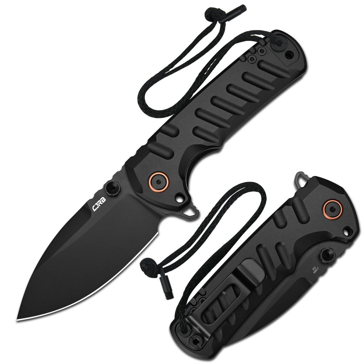 CJRB Tundra Flipper & Thumb Stud & Liner Lock Folding Knife Black 7075-T6 Aluminum Handle (3.78'' D2 Steel Black PVD Coating Blade) J1966-BAL (Exclusive)