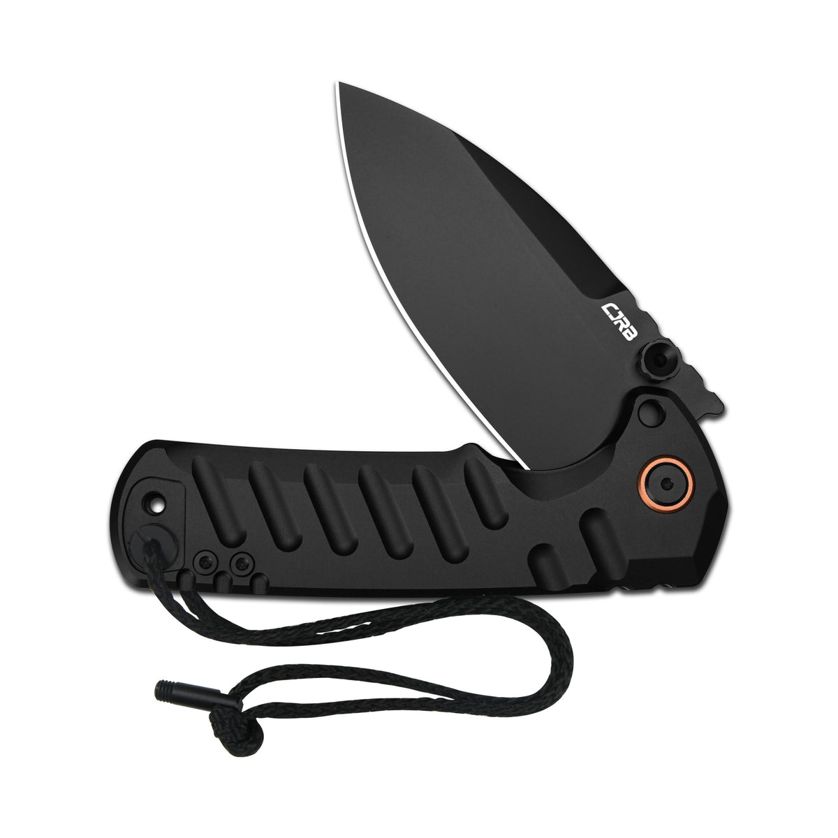 CJRB Tundra Flipper & Thumb Stud & Liner Lock Folding Knife Black 7075-T6 Aluminum Handle (3.78'' D2 Steel Black PVD Coating Blade) J1966-BAL (Exclusive)