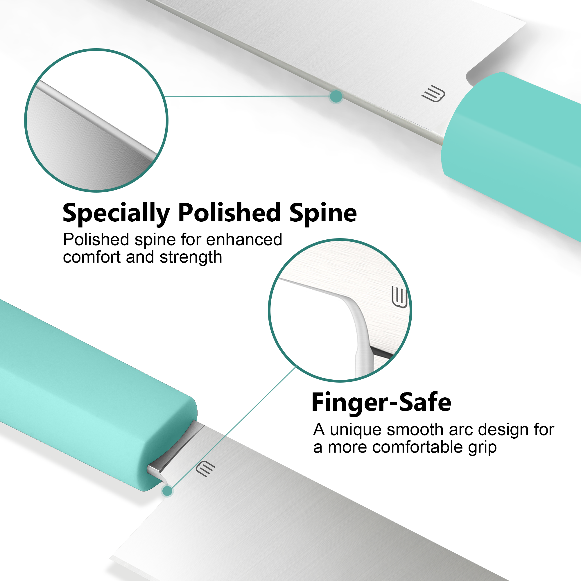 Butterfork Purest 8” Chef's Knife, AR-RPM9 Stainless Steel, Replaceable ABS Handle, Turquoise Green