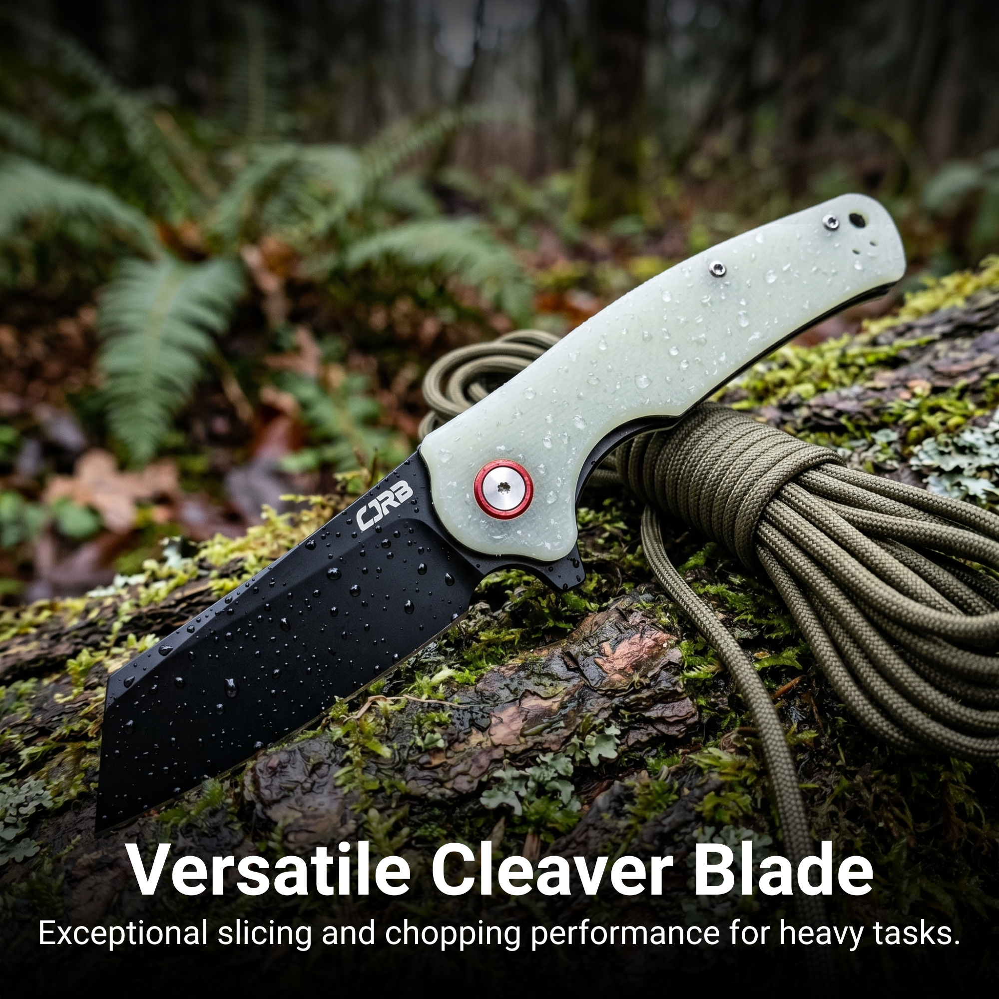 CJRB Crag Liner Lock & Flipper G10(Glow In the Dark) Handle (3.43'' AR-RPM9 Black PVD Coating Blade) J1904-BGD