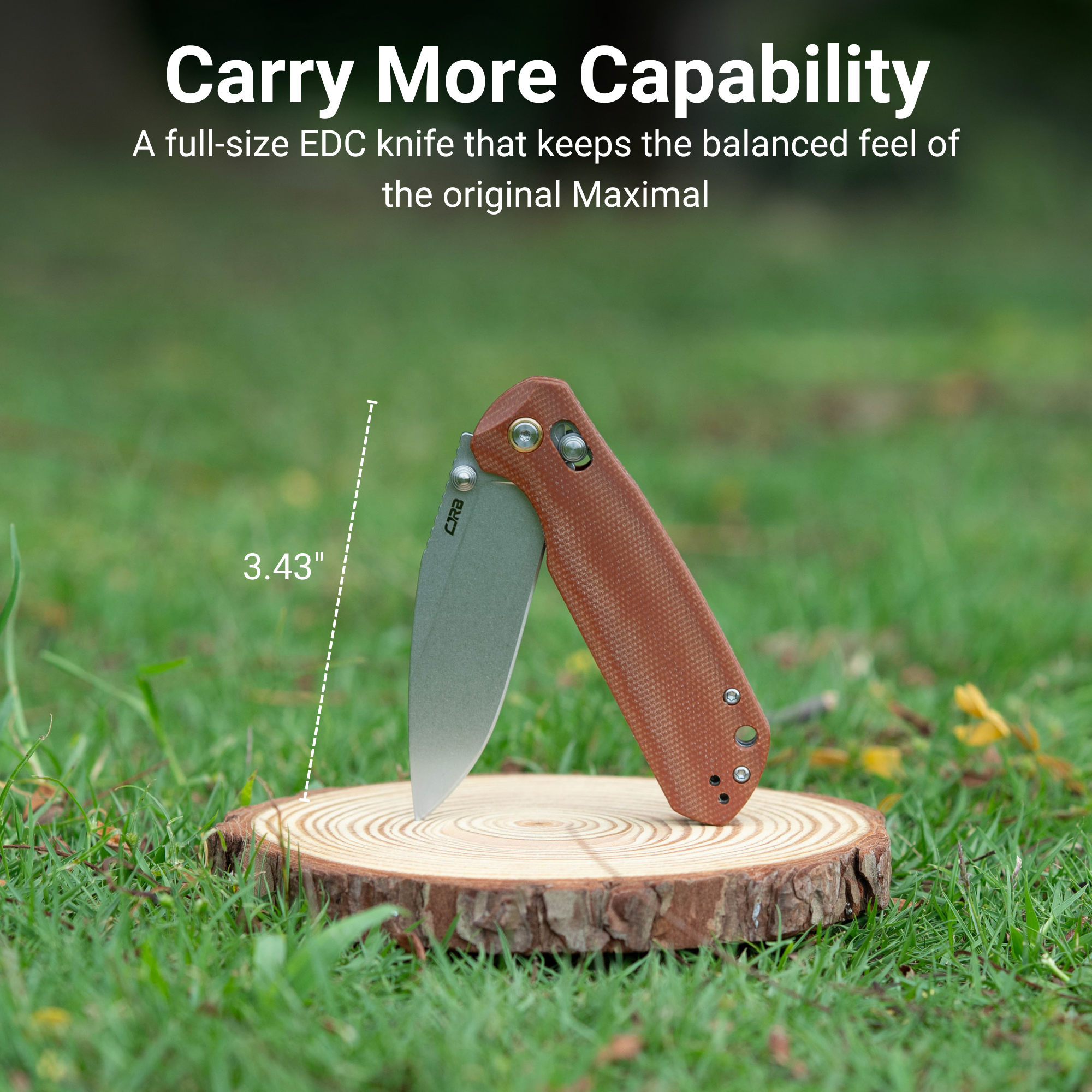 CJRB Mega Maximal Thumb Stud & Crossbar Lock Knife Brown Micarta Handle(3.43'' AR-RPM9 Steel Stone Wash Blade) J1954L-BN