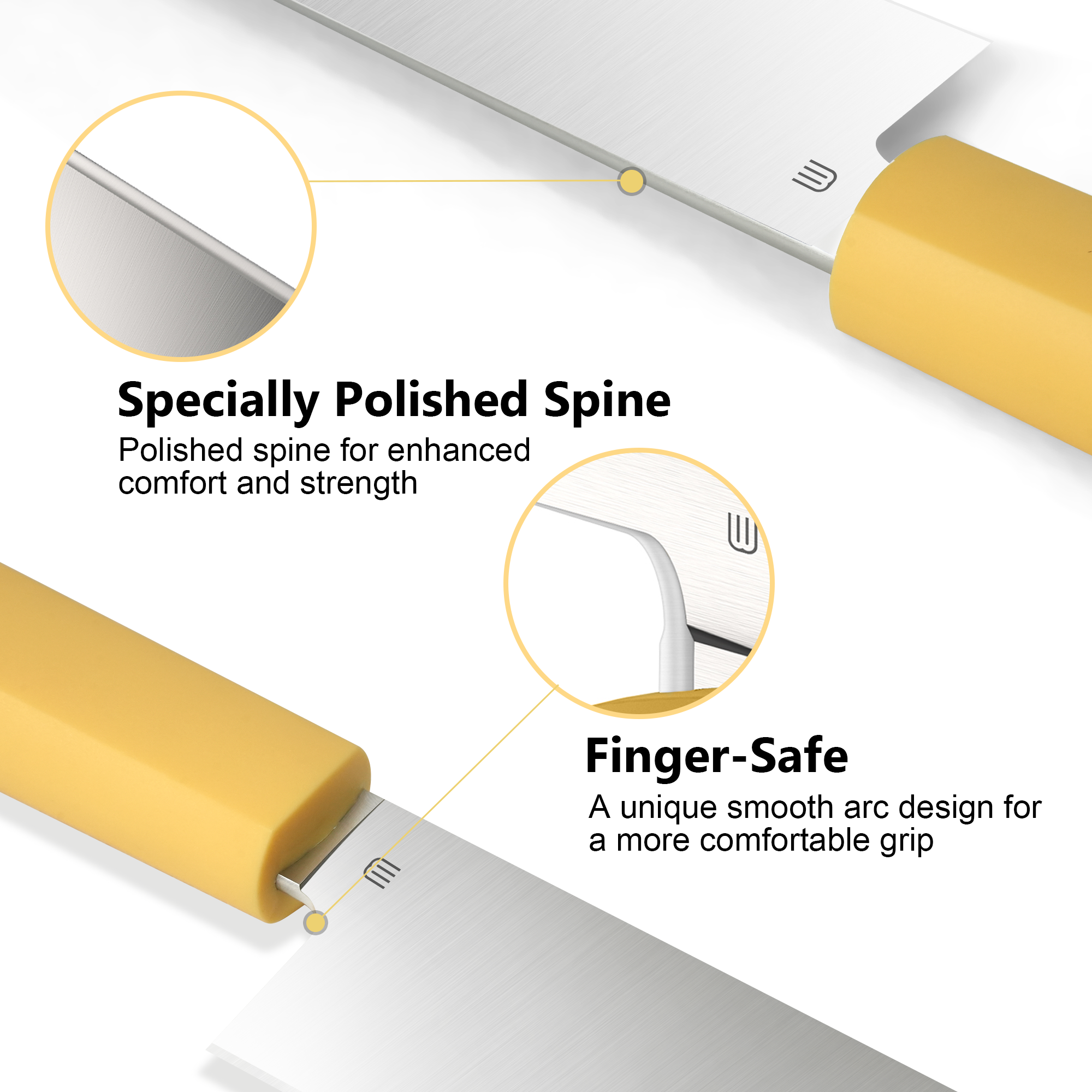 Butterfork Purest 8” Chef's Knife, AR-RPM9 Stainless Steel, Replaceable ABS Handle, Pale Yellow