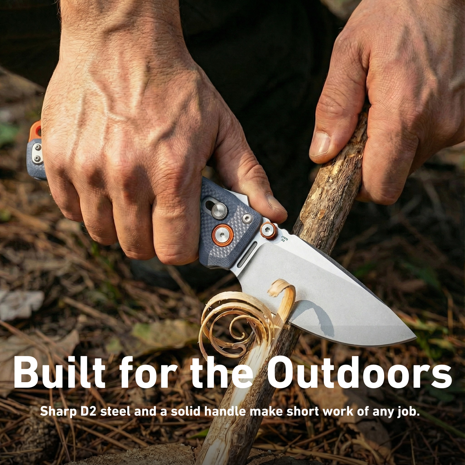 CJRB Doubletap Thumb Stud & Recoil Lock V2 Tatical Knife Blue G10 Handle(3.86'' D2 Stone Wash Blade) J1970-BU