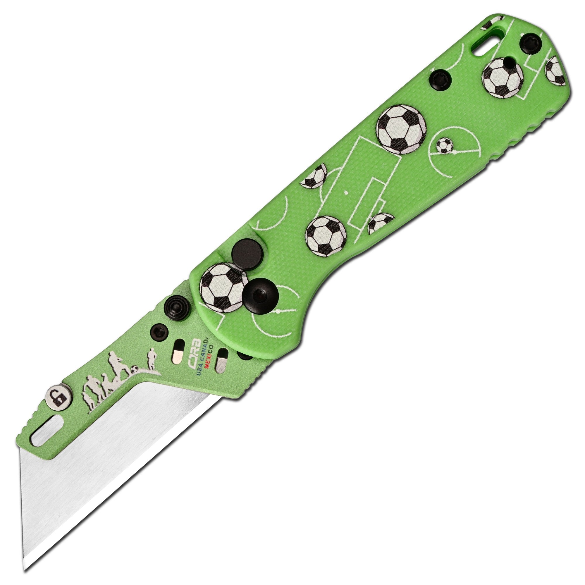 CJRB Boxer J1967 G10 Handle Folding Utility Knife, with 10 Extra Blades, Soccer Field Green Edition (Exclusive) J1967-GWC
