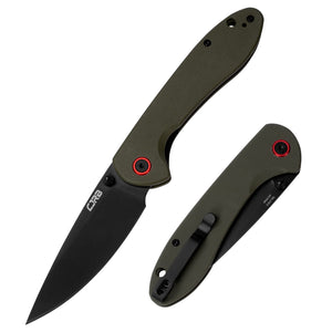 CJRB Feldspar J1912 AR-RPM9 Steel Black Pvd Coated Blade G10 Handle Folding Knives - Green (J1912-BGN)