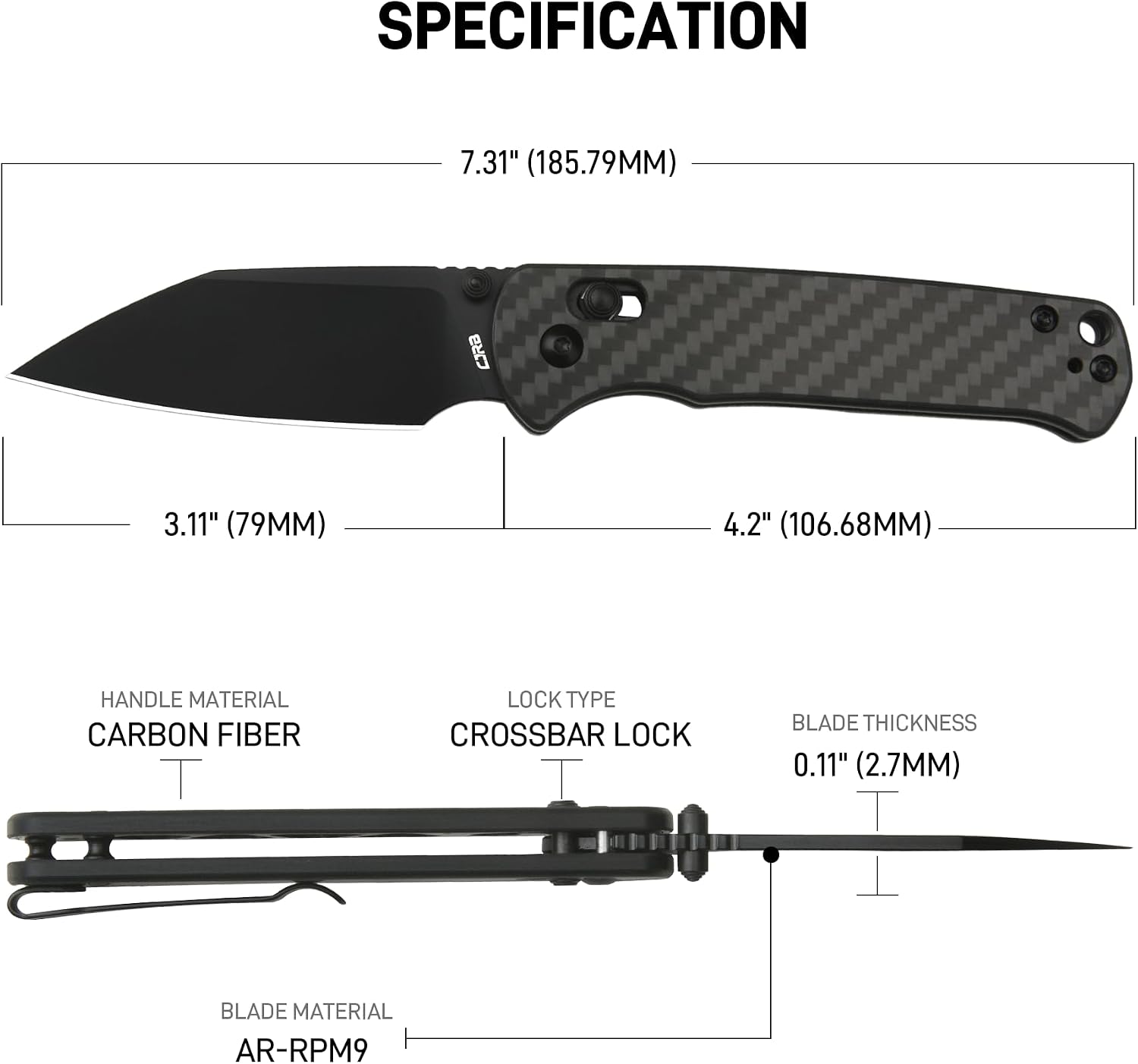 CJRB Hectare-Alt J1935A AR-RPM9 Steel Blade Carbon Fiber Handle Folding Knives
